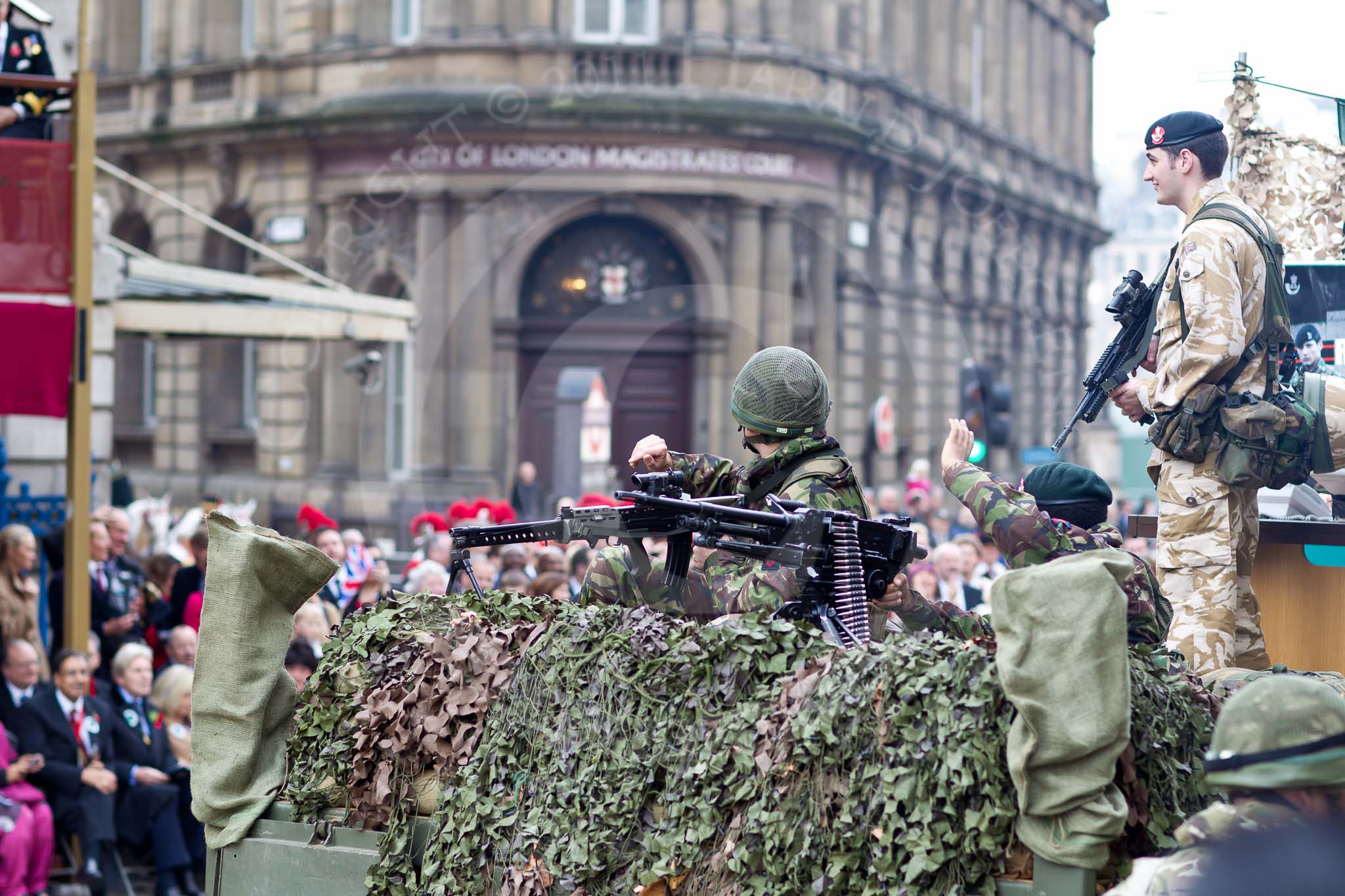 The Lord Mayor's Show 2011: F and G Companies 7 Rifles. From 7th Battalion Rifles, F Company from Mayfair, and G Company from West Ham..
Opposite Mansion House, City of London,
London,
-,
United Kingdom,
on 12 November 2011 at 11:28, image #305