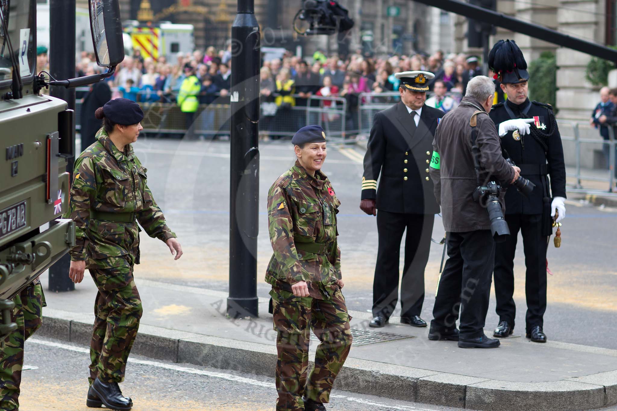 The Lord Mayor's Show 2011: 151 (London) Transport Regiment (V). On the very right of the photo the Pageant Master, Dominic Reid..
Opposite Mansion House, City of London,
London,
-,
United Kingdom,
on 12 November 2011 at 11:30, image #312