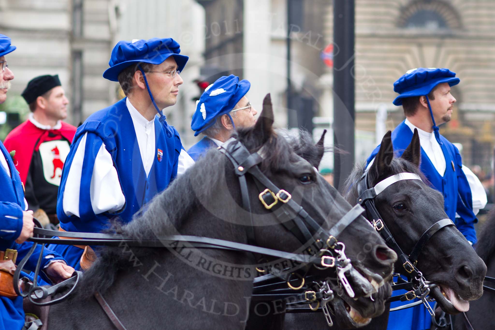 The Lord Mayor's Show 2011: The Guilds of Zurich. Each of the guilds has groups of re-enactors of medieval events..
Opposite Mansion House, City of London,
London,
-,
United Kingdom,
on 12 November 2011 at 11:39, image #396