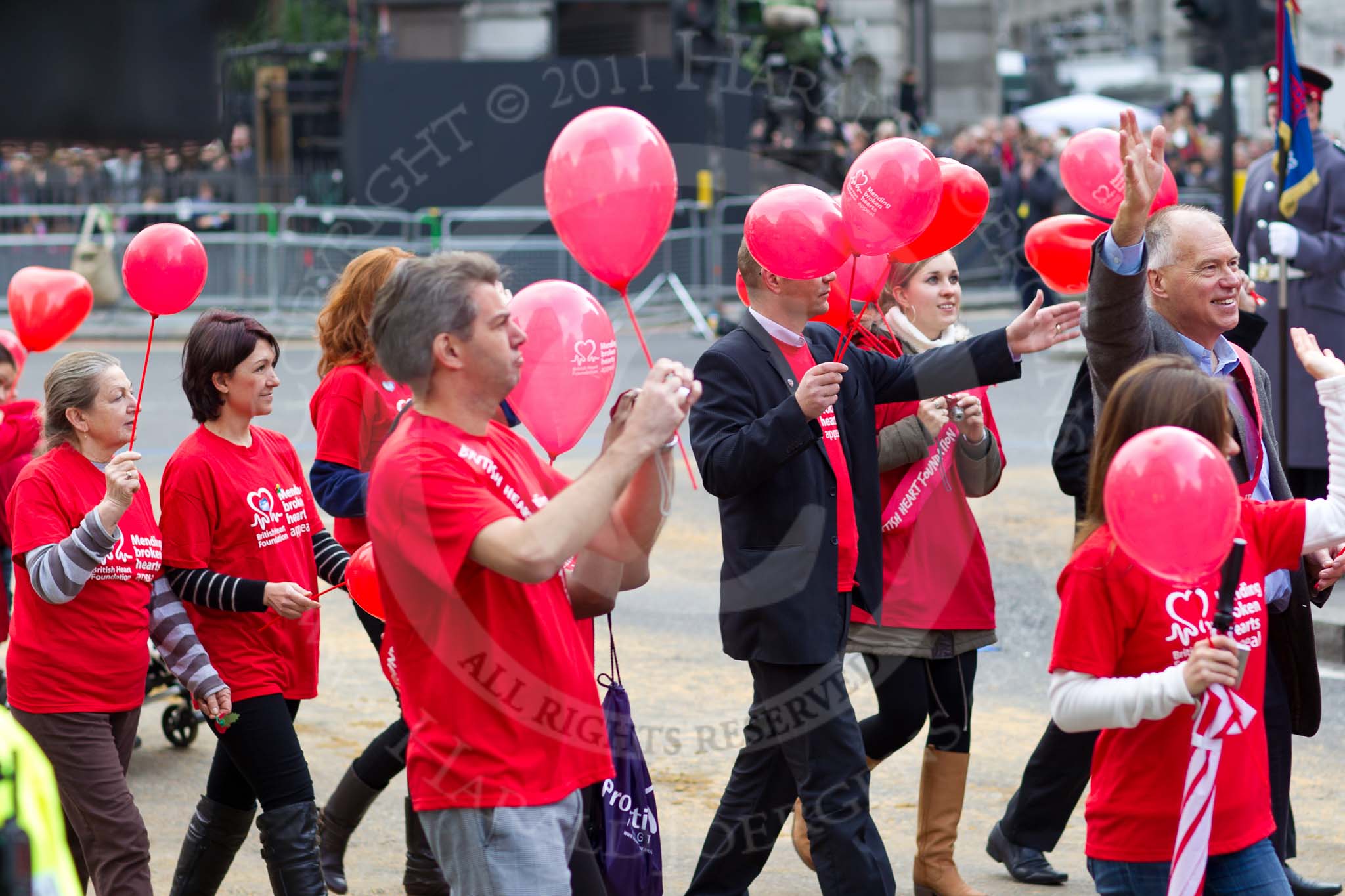 The Lord Mayor's Show 2011: The British Heart Foundation ith the 'Mending broken hearts' appeal (http://www.bhf.org.uk/research/mending-broken-hearts.aspx)..
Opposite Mansion House, City of London,
London,
-,
United Kingdom,
on 12 November 2011 at 11:48, image #504