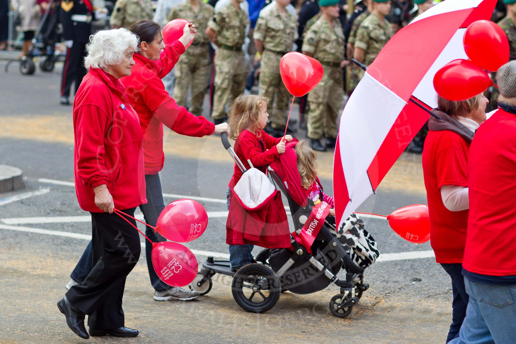The Lord Mayor's Show 2011: The British Heart Foundation ith the 'Mending broken hearts' appeal (http://www.bhf.org.uk/research/mending-broken-hearts.aspx)..
Opposite Mansion House, City of London,
London,
-,
United Kingdom,
on 12 November 2011 at 11:49, image #505