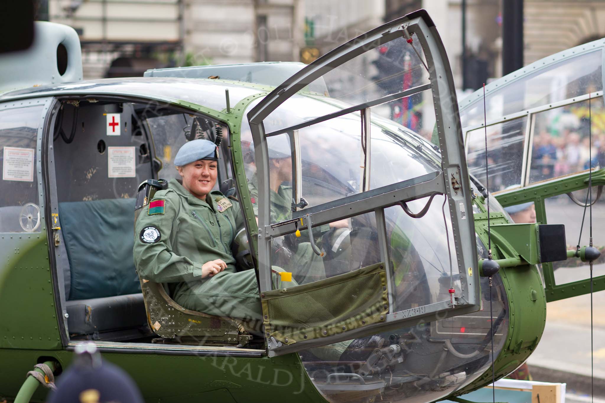 The Lord Mayor's Show 2011: The Worshipful Company of Merchant Taylors, affiliated with the Army Air Corps from Middle Wallop, here with a Lynx helicopter..
Opposite Mansion House, City of London,
London,
-,
United Kingdom,
on 12 November 2011 at 11:56, image #562