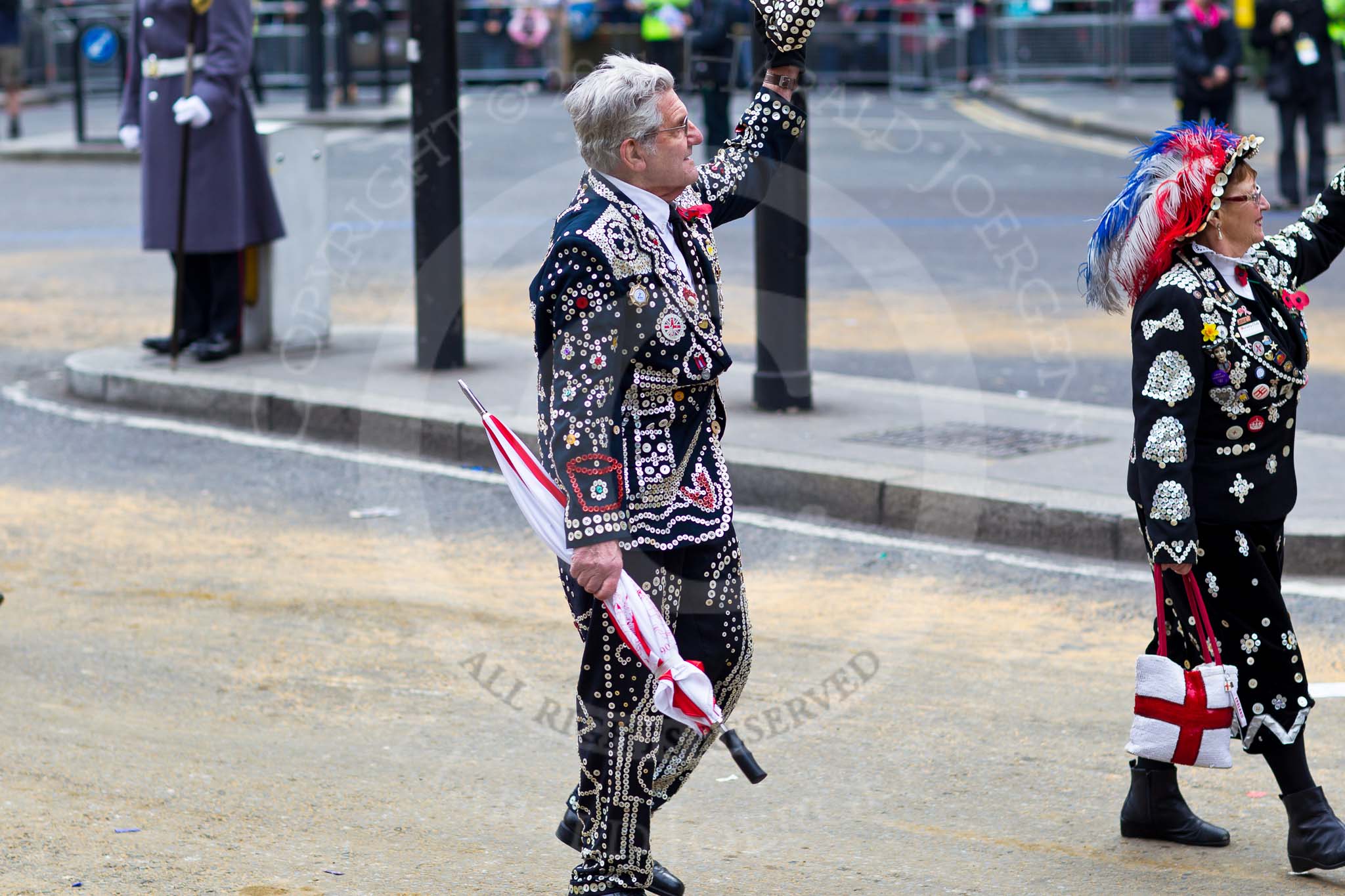 The Lord Mayor's Show 2011: Pearly King and Pearly Queen..
Opposite Mansion House, City of London,
London,
-,
United Kingdom,
on 12 November 2011 at 12:08, image #691
