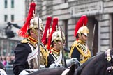 The Lord Mayor's Show 2011: Close-up of a Trooper from The Blues and Royals, Mounted Squadron, Household Regiment, the escort to the new Lord mayor..
Opposite Mansion House, City of London,
London,
-,
United Kingdom,
on 12 November 2011 at 10:50, image #30