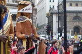 The Lord Mayor's Show 2011: Society of Young Freemen (http://www.youngfreemen.com/), Gog and Magog (https://lordmayorshow.org/visitors/procession/gogmagog), RA 100 (100th Regiment Royal Artillery)..
Opposite Mansion House, City of London,
London,
-,
United Kingdom,
on 12 November 2011 at 11:07, image #112