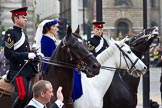The Lord Mayor's Show 2011: The Worshipful Company of Loriners  - the Lady in blue between two Riding Instructors from The Life Guards.(http://www.loriner.co.uk/)..
Opposite Mansion House, City of London,
London,
-,
United Kingdom,
on 12 November 2011 at 11:32, image #333