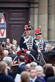 The Lord Mayor's Show 2011: The Light Cavalry, HAC, protecting the Lord Mayor's coach (http://www.lchac.org.uk/)..
Opposite Mansion House, City of London,
London,
-,
United Kingdom,
on 12 November 2011 at 12:15, image #748
