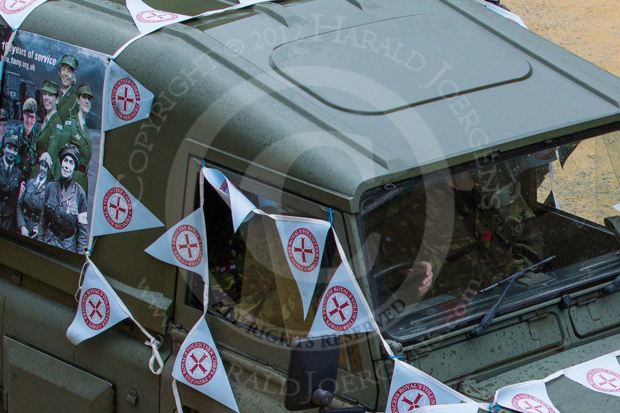 Lord Mayor's Show 2012: Entry 15 - FANY, the Princess Royal's Volunteer Corps..
Press stand opposite Mansion House, City of London,
London,
Greater London,
United Kingdom,
on 10 November 2012 at 11:07, image #319