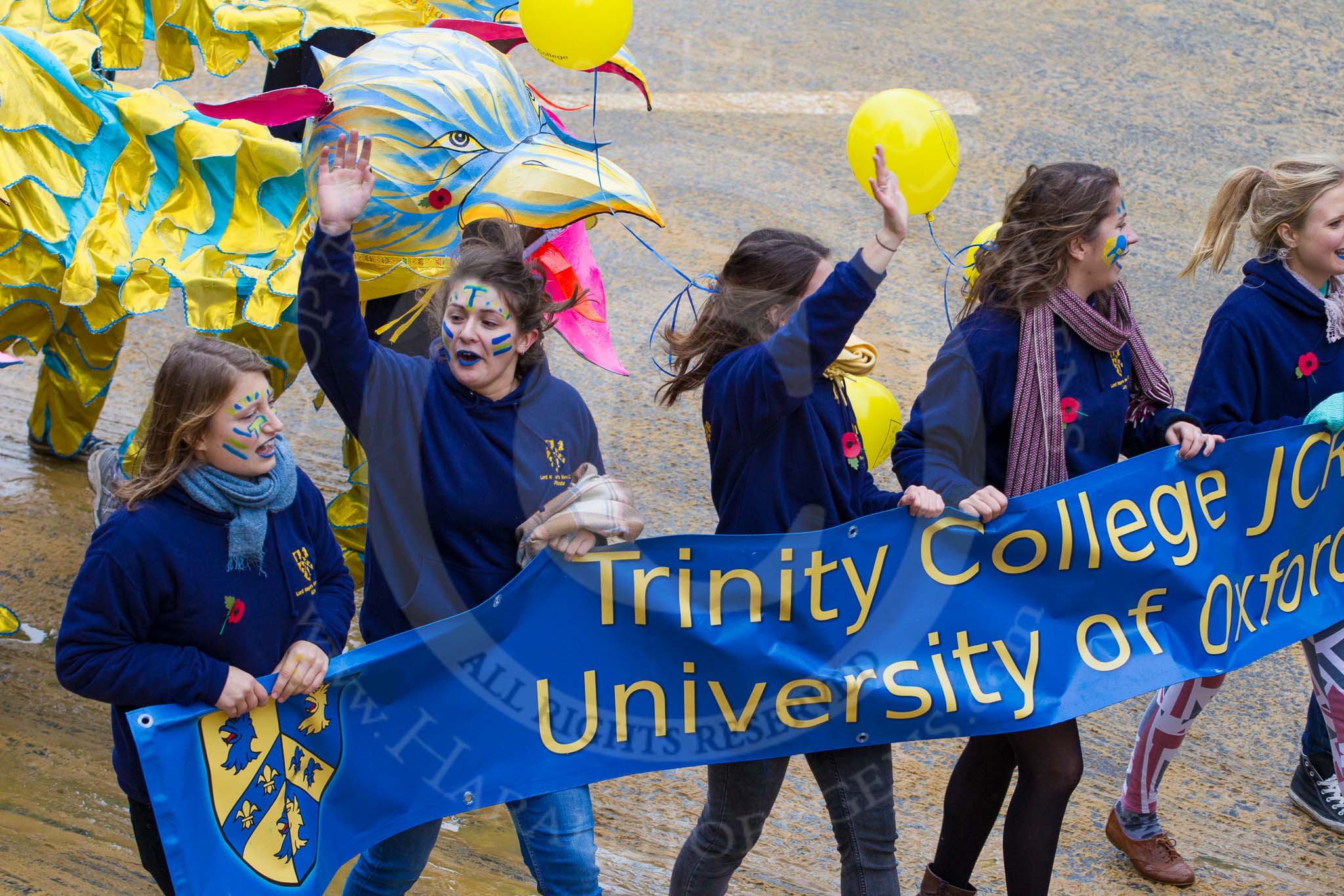 Lord Mayor's Show 2012: Entry 21 - Trinity College Oxford..
Press stand opposite Mansion House, City of London,
London,
Greater London,
United Kingdom,
on 10 November 2012 at 11:09, image #370