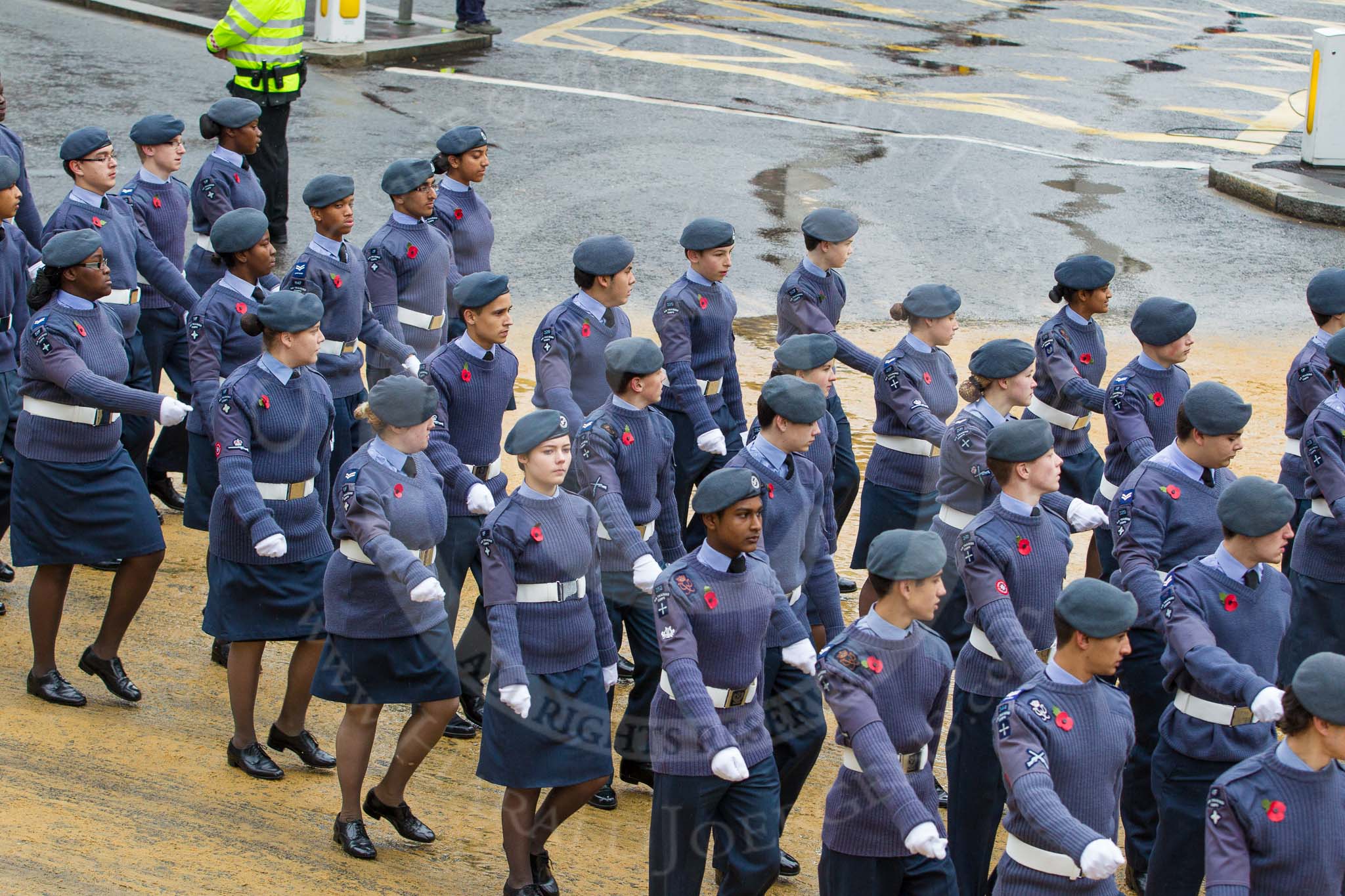 Lord Mayor's Show 2012: Entry 24 - Air Training Corps, the Air Cadets is the world's largest youth air training organisation..
Press stand opposite Mansion House, City of London,
London,
Greater London,
United Kingdom,
on 10 November 2012 at 11:10, image #402