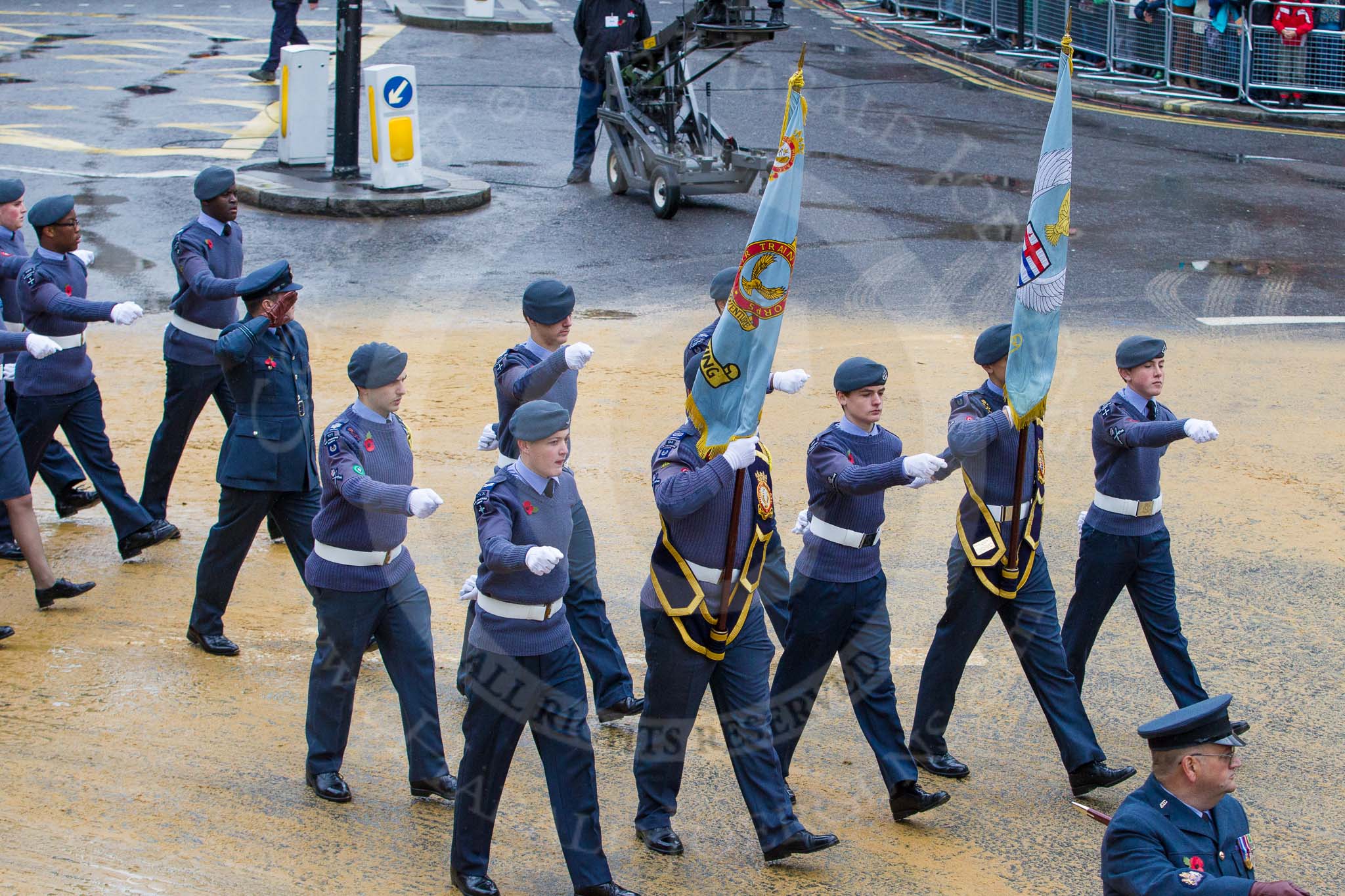 Lord Mayor's Show 2012: Entry 24 - Air Training Corps, the Air Cadets is the world's largest youth air training organisation..
Press stand opposite Mansion House, City of London,
London,
Greater London,
United Kingdom,
on 10 November 2012 at 11:11, image #410