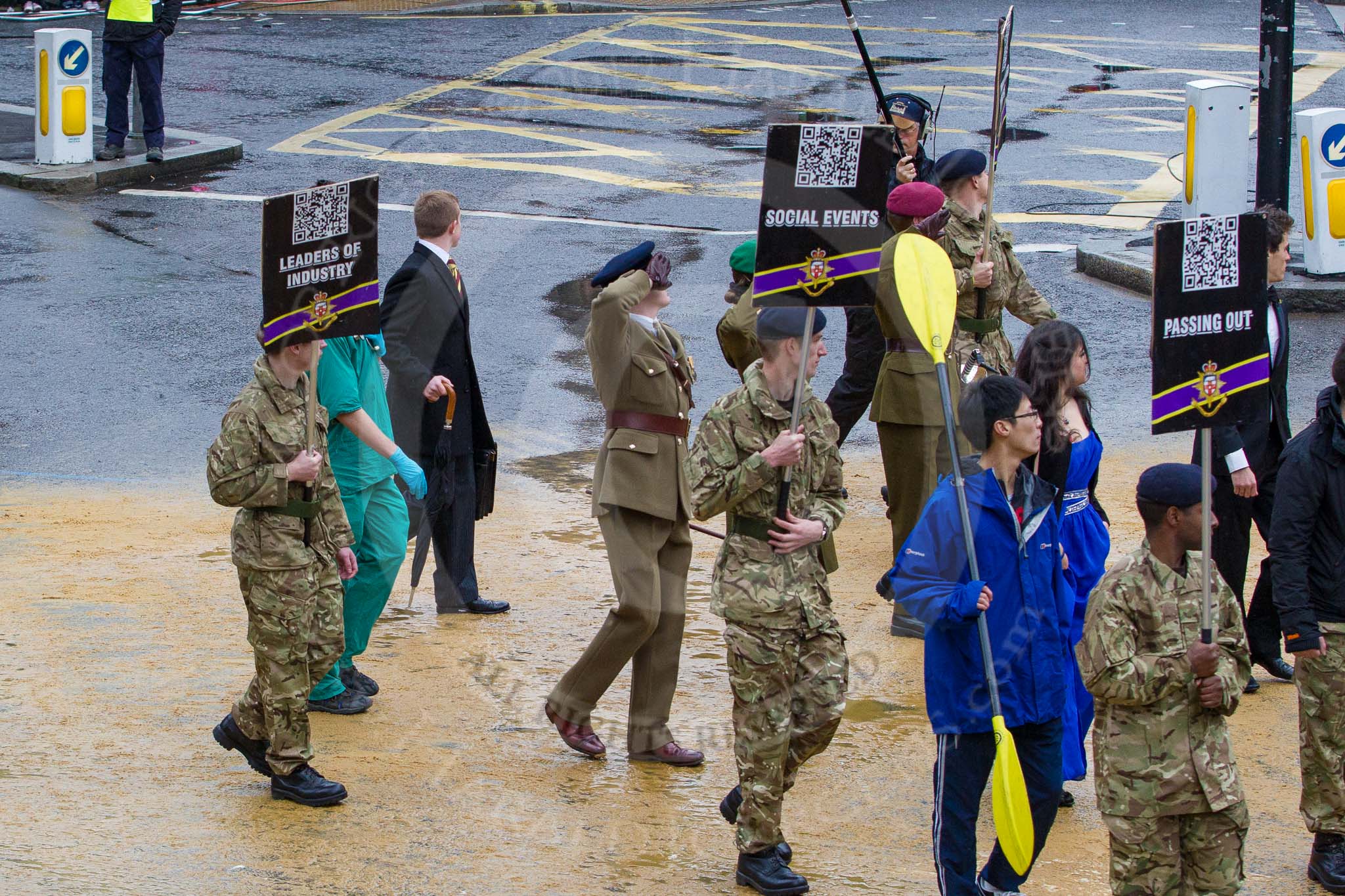 Lord Mayor's Show 2012: Entry 28 - ULOTC, University of London Officers Training Corps..
Press stand opposite Mansion House, City of London,
London,
Greater London,
United Kingdom,
on 10 November 2012 at 11:12, image #457