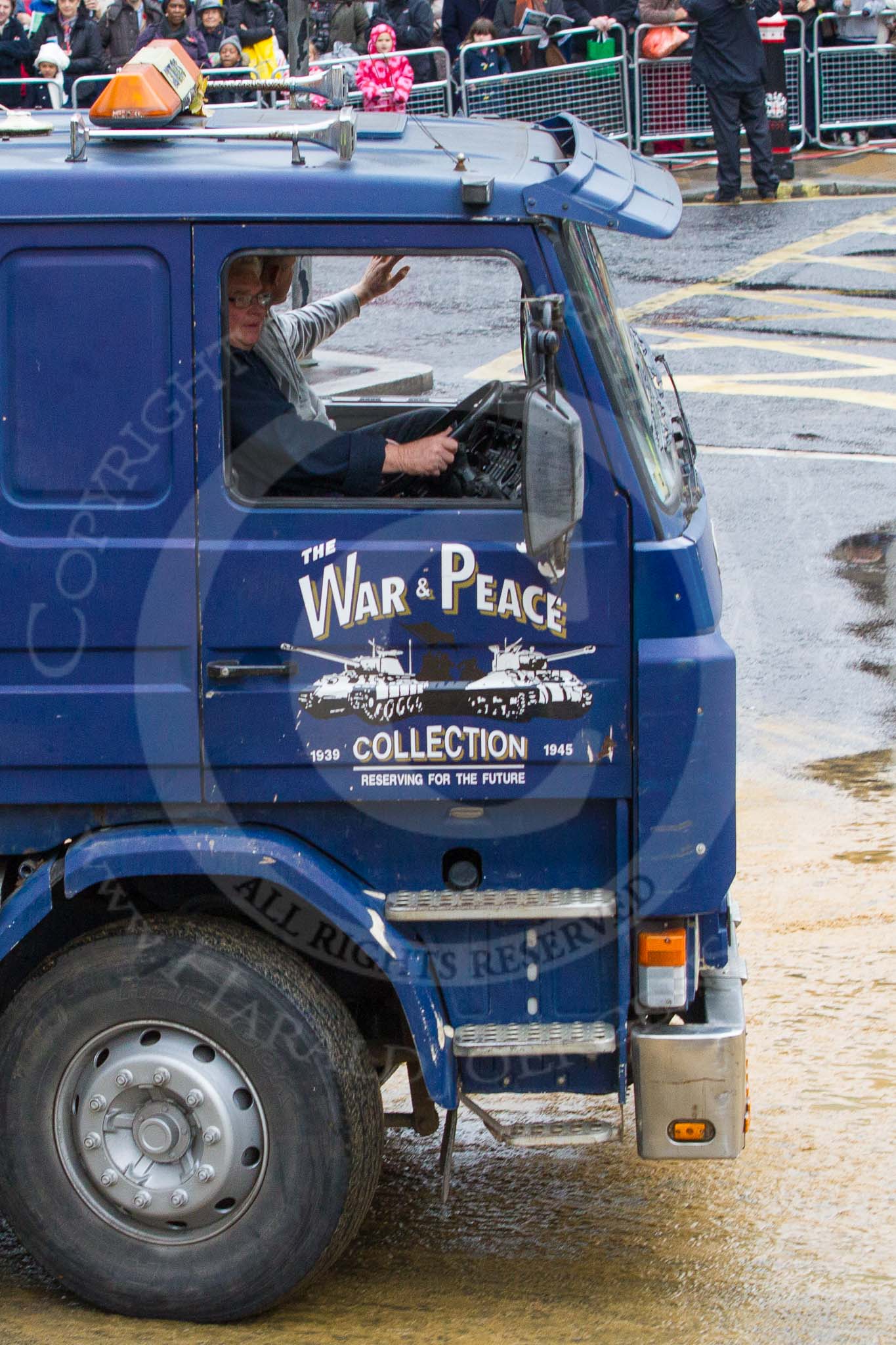 Lord Mayor's Show 2012: Entry 75 - Royal Yeomanry, with a truck provided by the War & Peace Collection..
Press stand opposite Mansion House, City of London,
London,
Greater London,
United Kingdom,
on 10 November 2012 at 11:33, image #947