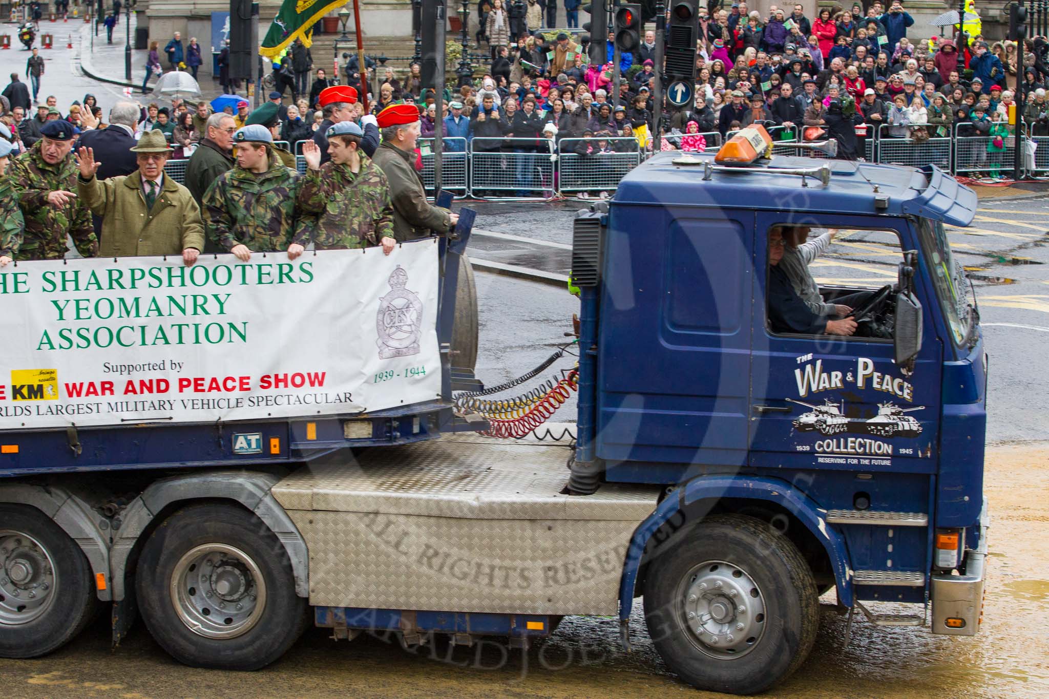 Lord Mayor's Show 2012: Entry 75 - Royal Yeomanry, with a truck provided by the War & Peace Collection..
Press stand opposite Mansion House, City of London,
London,
Greater London,
United Kingdom,
on 10 November 2012 at 11:33, image #948