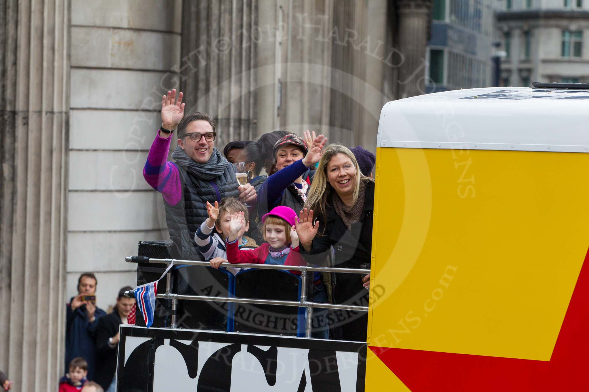 Lord Mayor's Show 2012: Entry 77 - CCA Art Bus Celebrating Peter Blake’s 80th Year..
Press stand opposite Mansion House, City of London,
London,
Greater London,
United Kingdom,
on 10 November 2012 at 11:34, image #971
