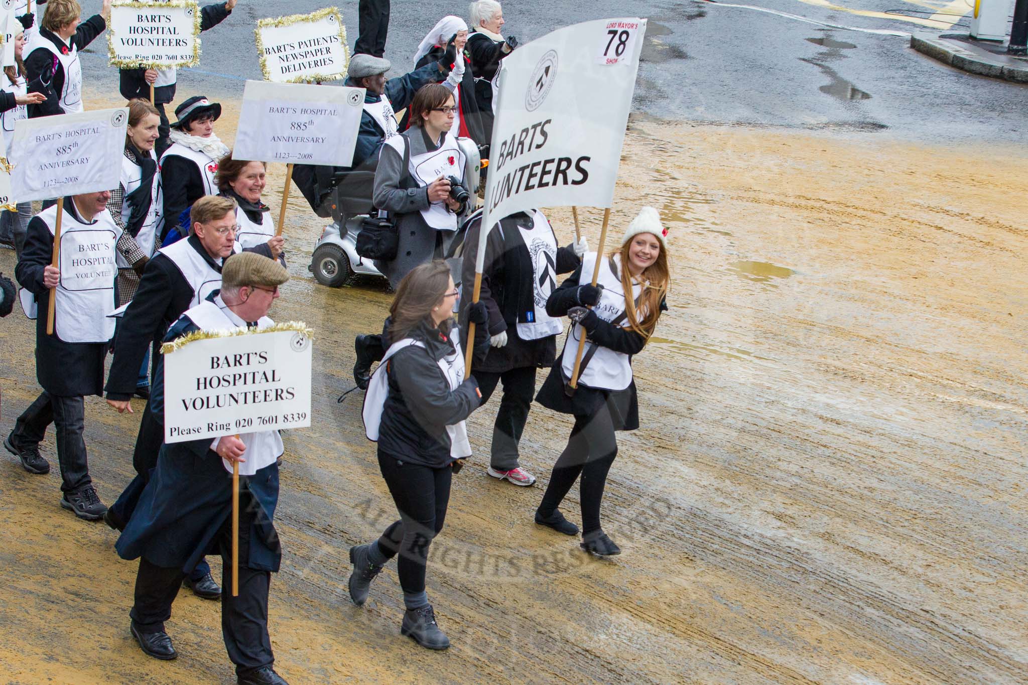 Lord Mayor's Show 2012: Entry 78 - Guild of the Royal Hospital of St Bartholomew (Bart's Hospital)..
Press stand opposite Mansion House, City of London,
London,
Greater London,
United Kingdom,
on 10 November 2012 at 11:34, image #974