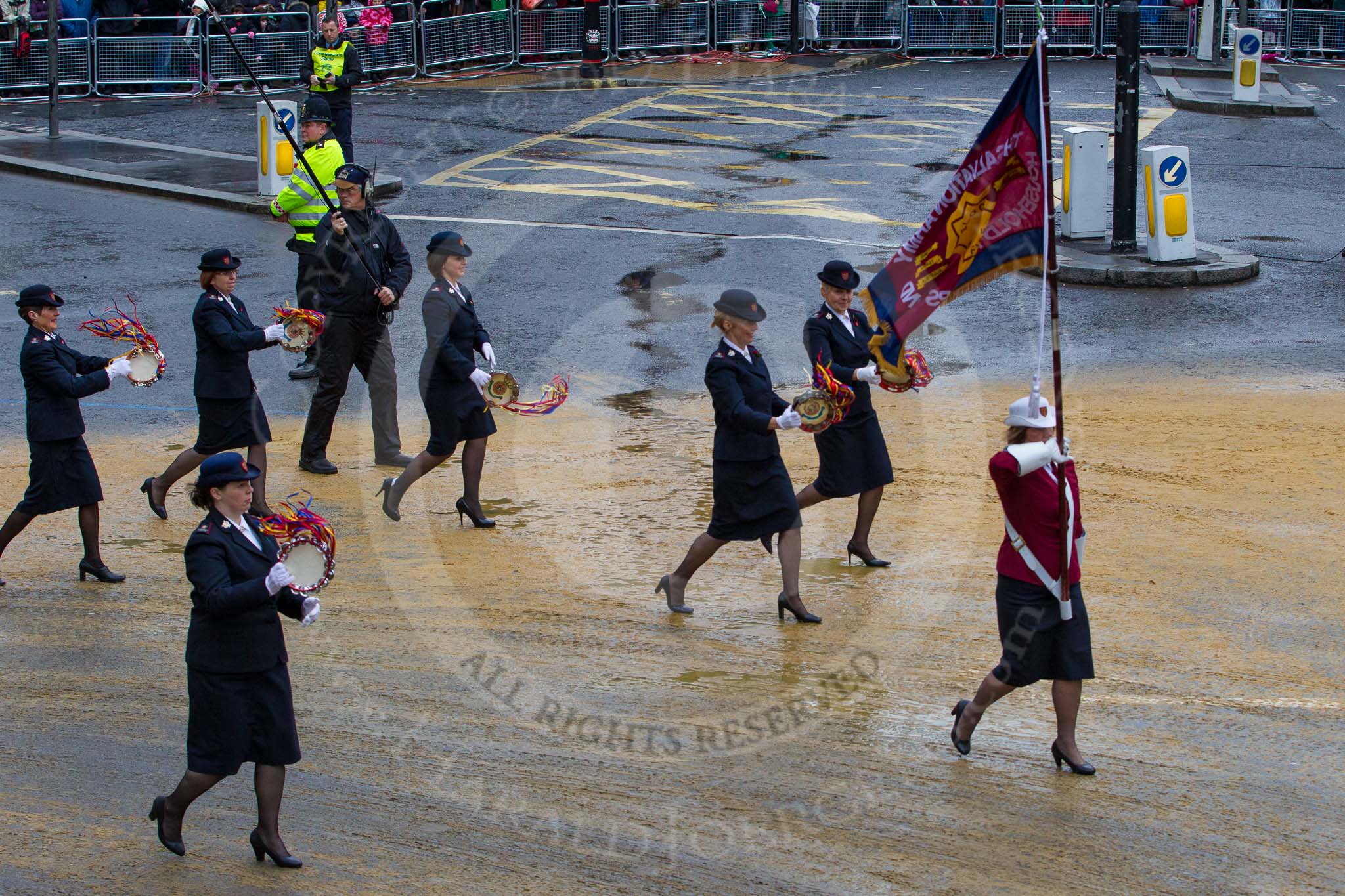 Lord Mayor's Show 2012: Entry 79 - Household Troops Band of the Salvation Army..
Press stand opposite Mansion House, City of London,
London,
Greater London,
United Kingdom,
on 10 November 2012 at 11:34, image #987