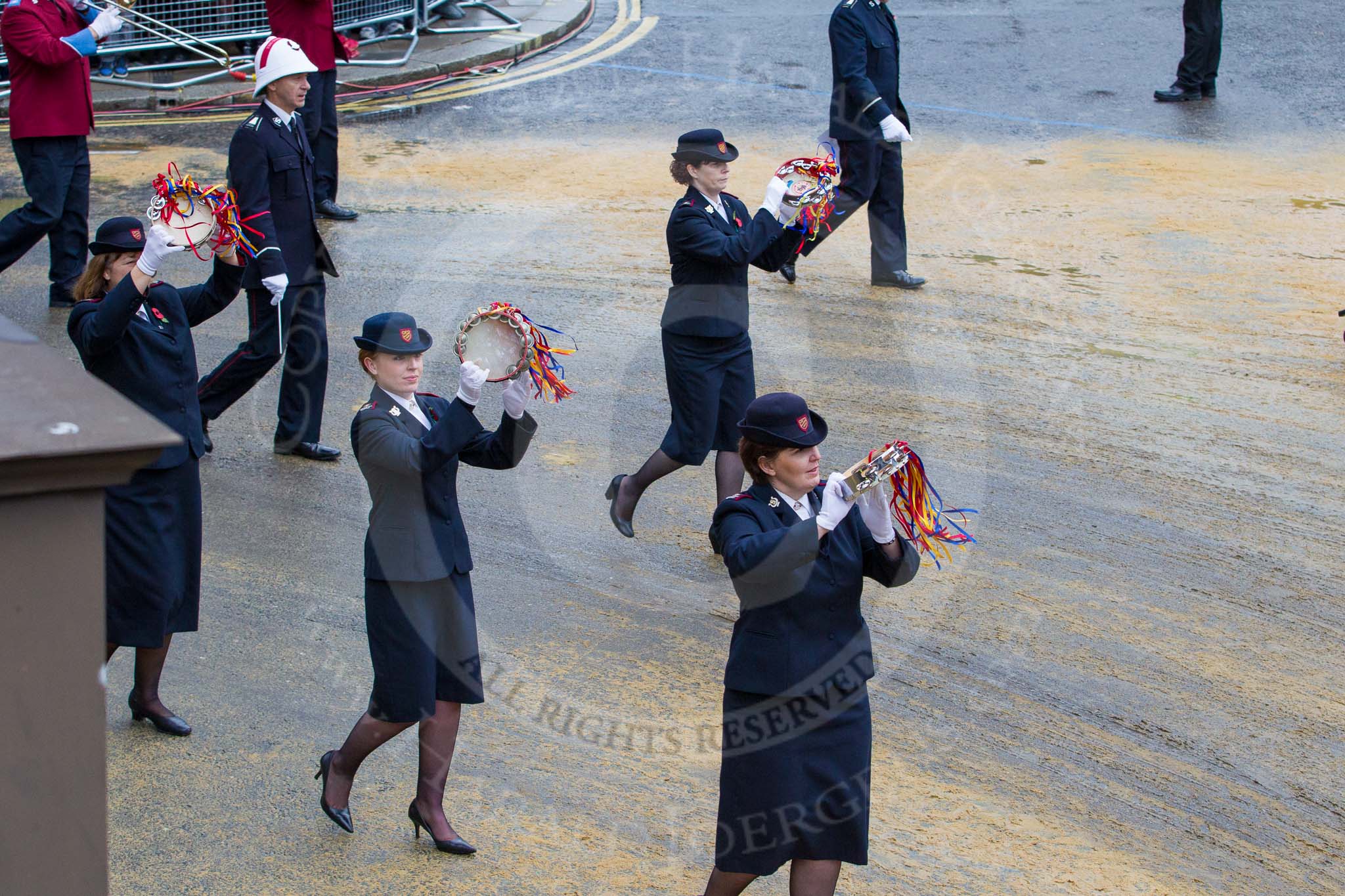 Lord Mayor's Show 2012: Entry 79 - Household Troops Band of the Salvation Army..
Press stand opposite Mansion House, City of London,
London,
Greater London,
United Kingdom,
on 10 November 2012 at 11:34, image #989