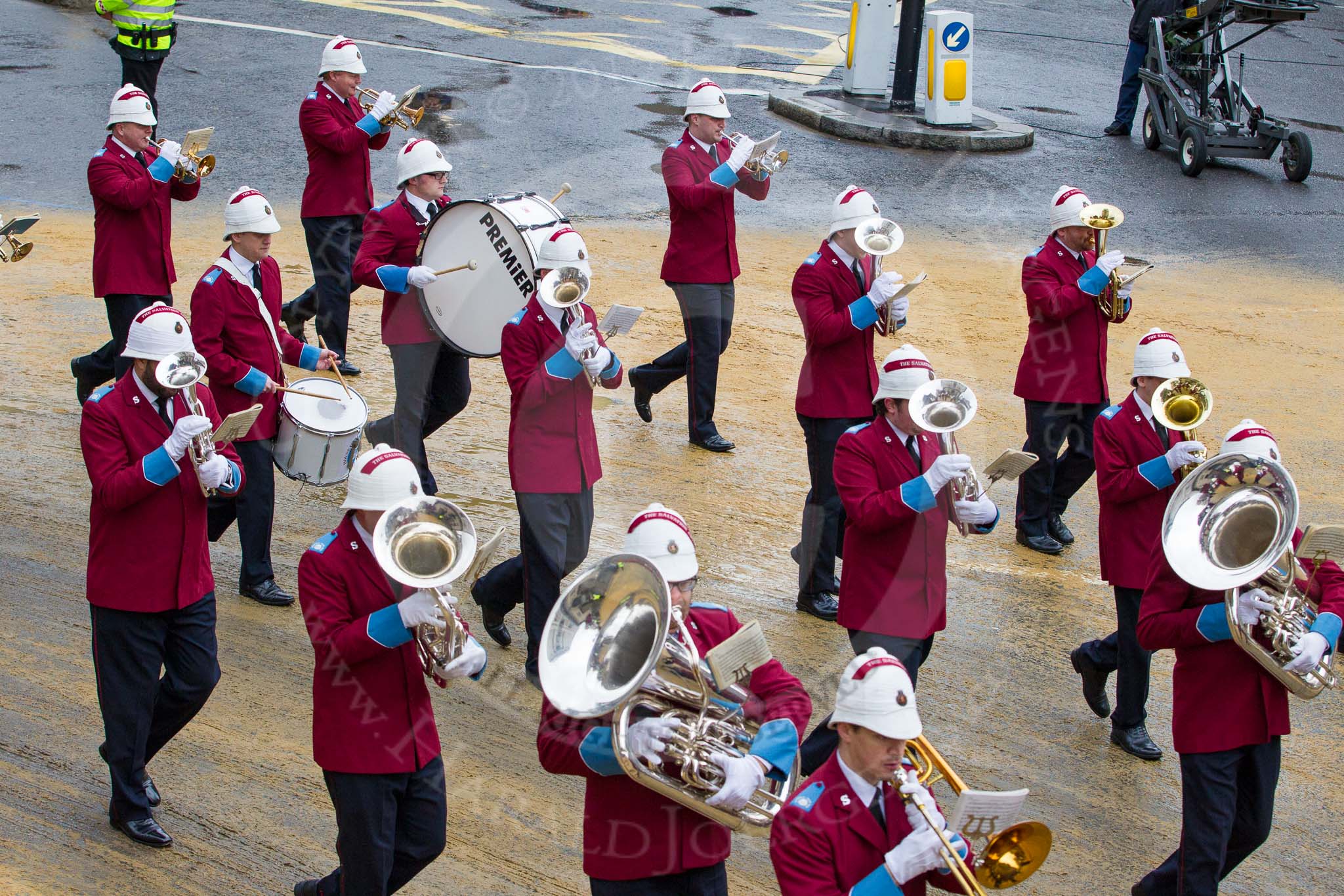 Lord Mayor's Show 2012: Entry 79 - Household Troops Band of the Salvation Army..
Press stand opposite Mansion House, City of London,
London,
Greater London,
United Kingdom,
on 10 November 2012 at 11:34, image #998