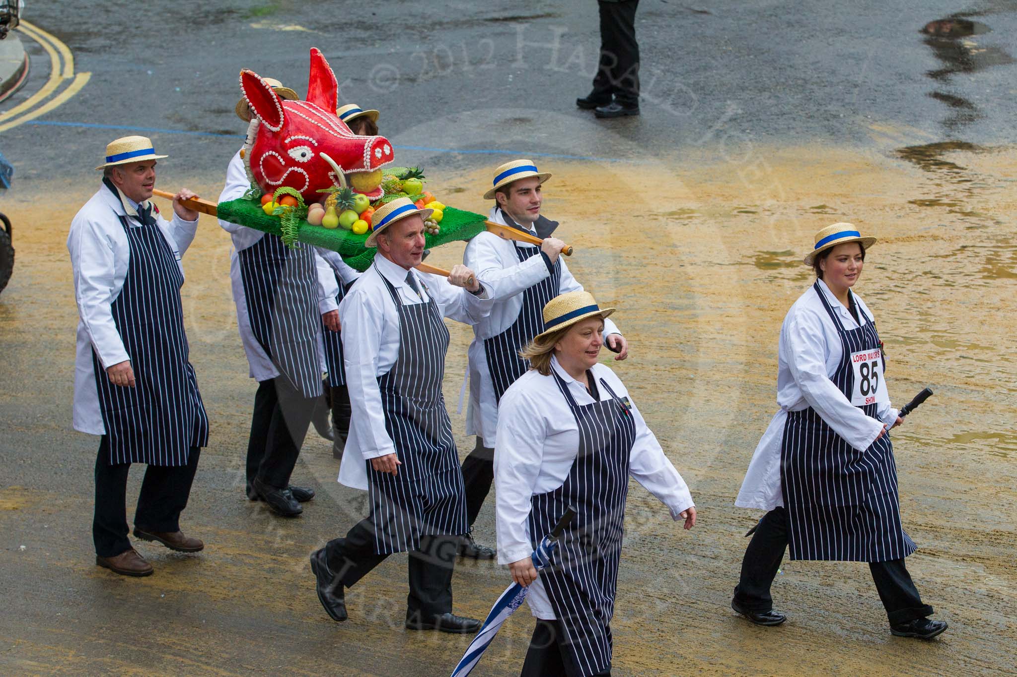 Lord Mayor's Show 2012: Entry 85 - Worshipful Company of Butchers..
Press stand opposite Mansion House, City of London,
London,
Greater London,
United Kingdom,
on 10 November 2012 at 11:37, image #1110