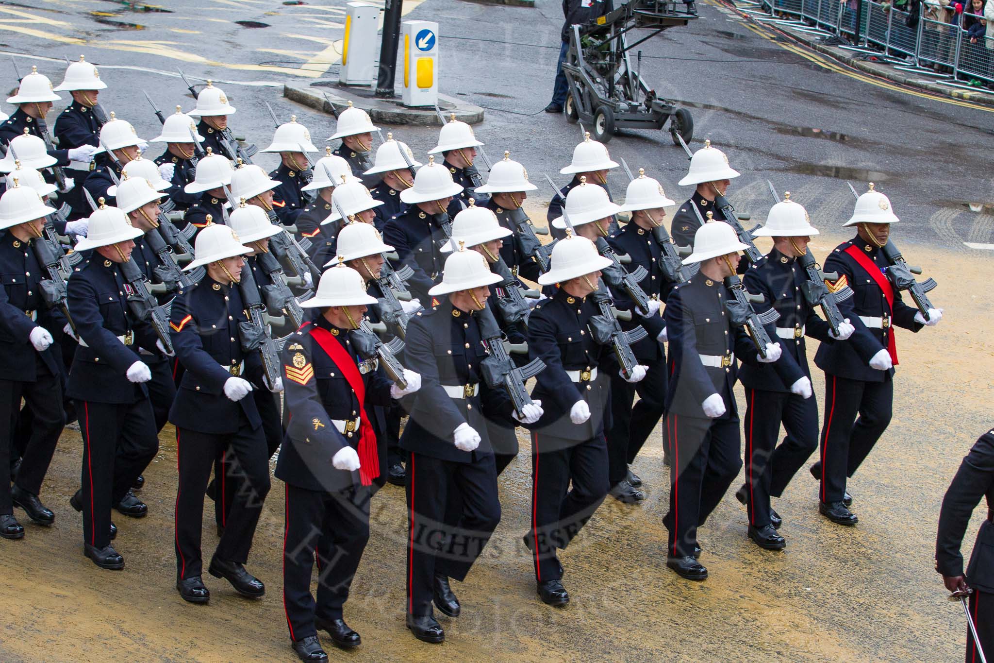 Lord Mayor's Show 2012: Entry 88 - Royal Marines..
Press stand opposite Mansion House, City of London,
London,
Greater London,
United Kingdom,
on 10 November 2012 at 11:39, image #1160