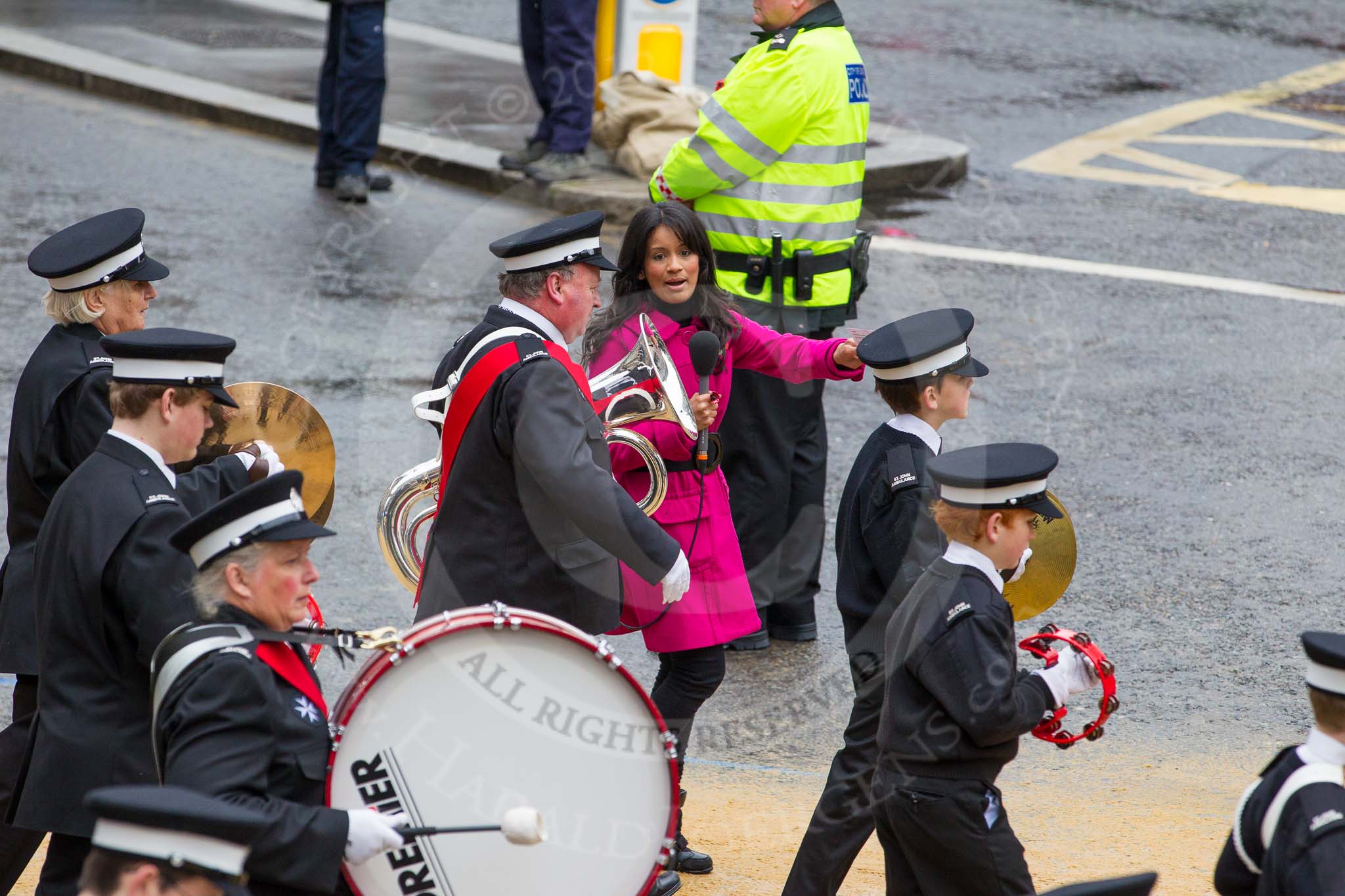 Lord Mayor's Show 2012: Entry 92 - St John Ambulance Talbot Corps of Drums..
Press stand opposite Mansion House, City of London,
London,
Greater London,
United Kingdom,
on 10 November 2012 at 11:40, image #1209