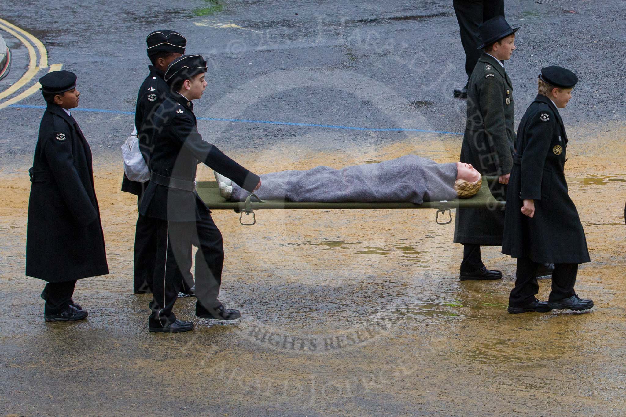 Lord Mayor's Show 2012: Entry 92 - St John Ambulance Talbot Corps of Drums..
Press stand opposite Mansion House, City of London,
London,
Greater London,
United Kingdom,
on 10 November 2012 at 11:41, image #1221