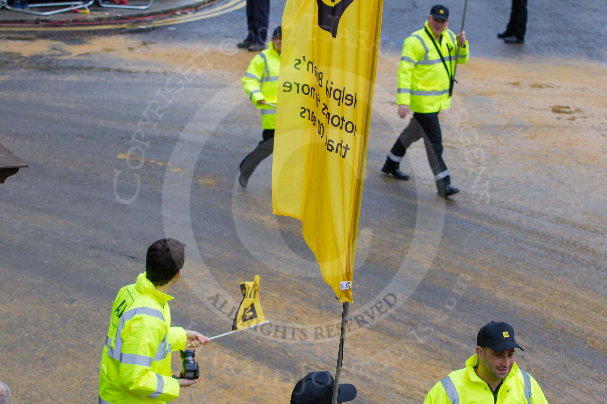 Lord Mayor's Show 2012: Entry 97 - AA, the Automobile Association..
Press stand opposite Mansion House, City of London,
London,
Greater London,
United Kingdom,
on 10 November 2012 at 11:43, image #1273
