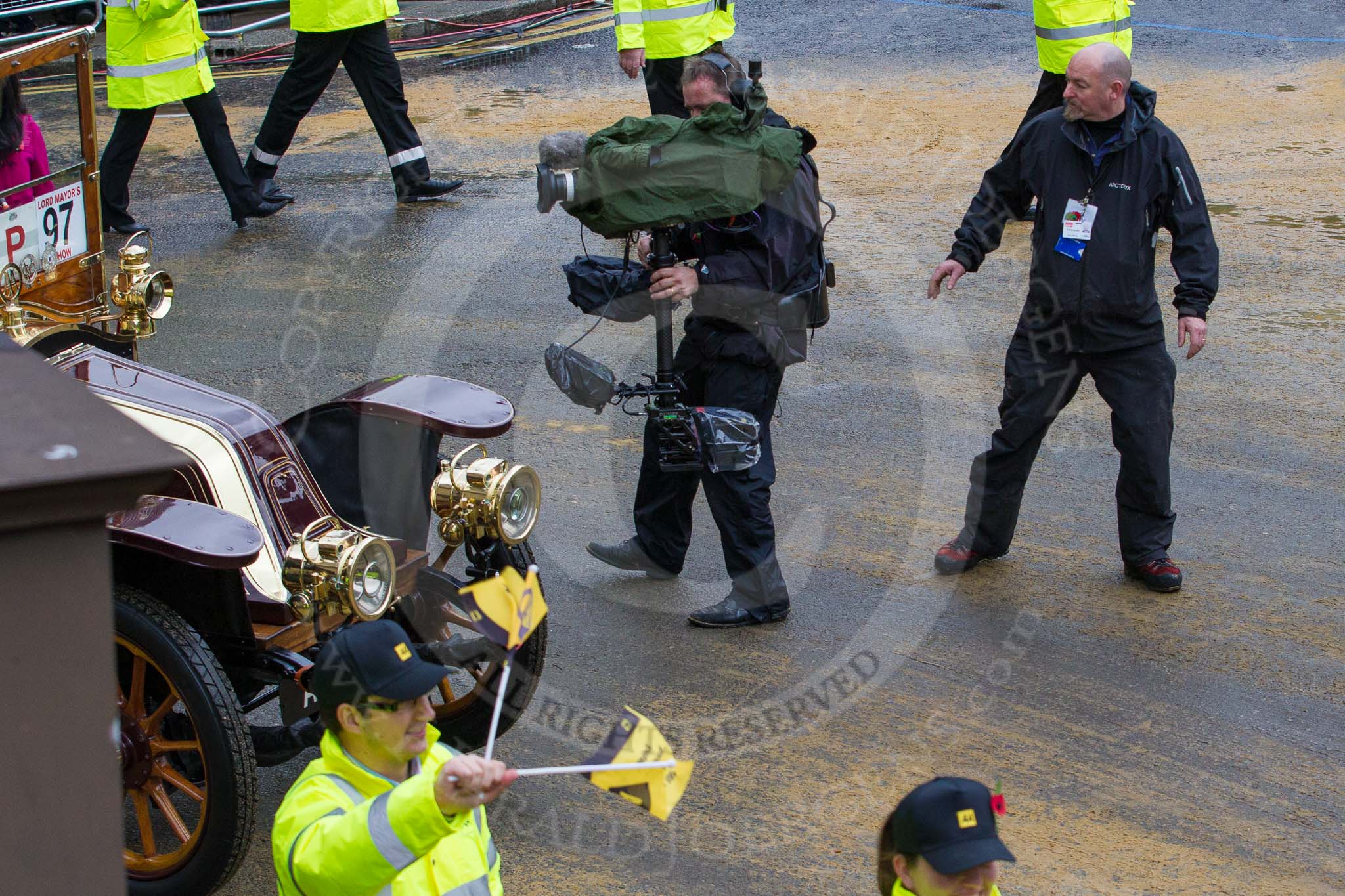 Lord Mayor's Show 2012: Entry 97 - AA, the Automobile Association..
Press stand opposite Mansion House, City of London,
London,
Greater London,
United Kingdom,
on 10 November 2012 at 11:44, image #1281
