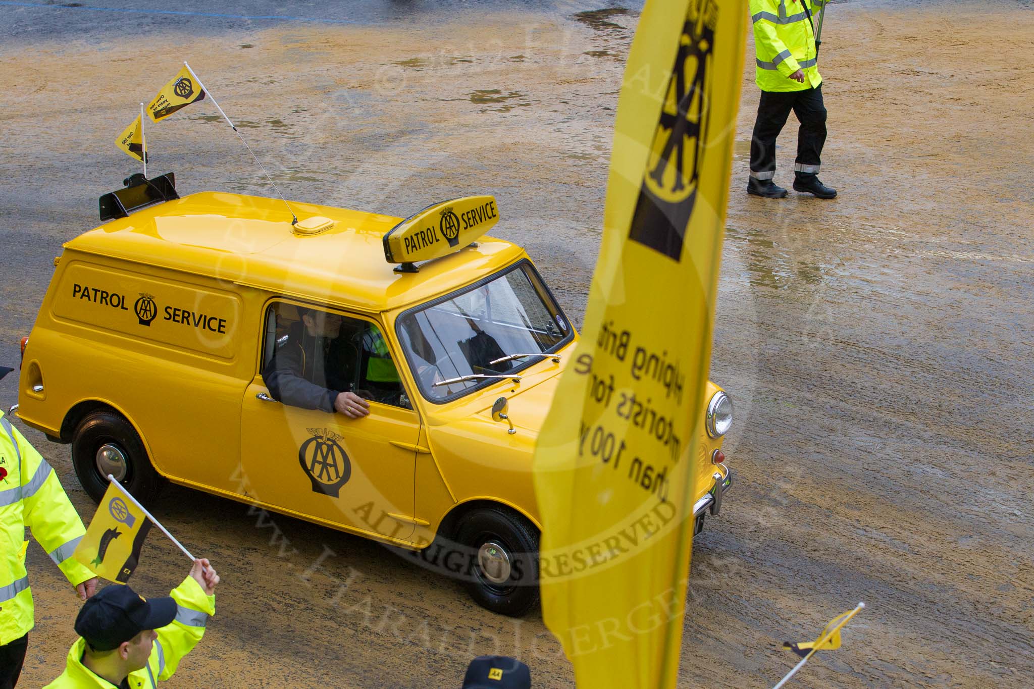 Lord Mayor's Show 2012: Entry 97 - AA, the Automobile Association..
Press stand opposite Mansion House, City of London,
London,
Greater London,
United Kingdom,
on 10 November 2012 at 11:44, image #1290