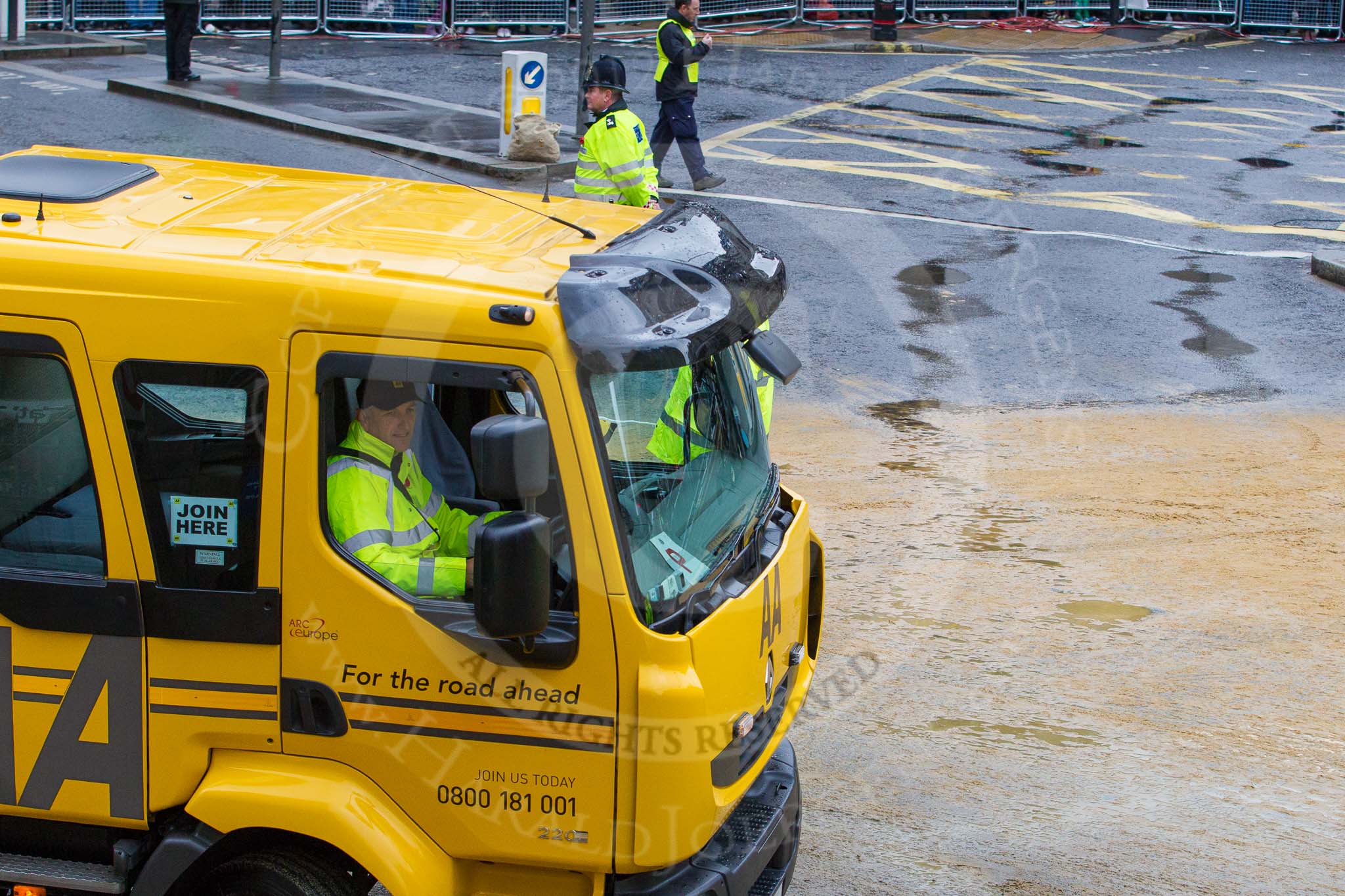 Lord Mayor's Show 2012: Entry 97 - AA, the Automobile Association..
Press stand opposite Mansion House, City of London,
London,
Greater London,
United Kingdom,
on 10 November 2012 at 11:44, image #1293