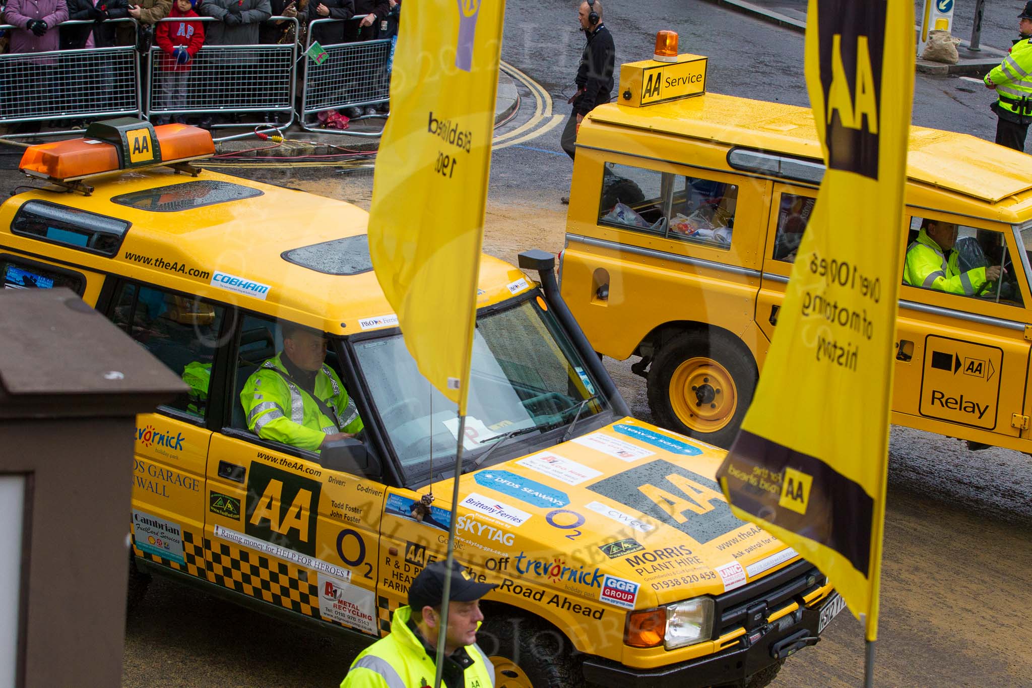 Lord Mayor's Show 2012: Entry 97 - AA, the Automobile Association..
Press stand opposite Mansion House, City of London,
London,
Greater London,
United Kingdom,
on 10 November 2012 at 11:44, image #1296