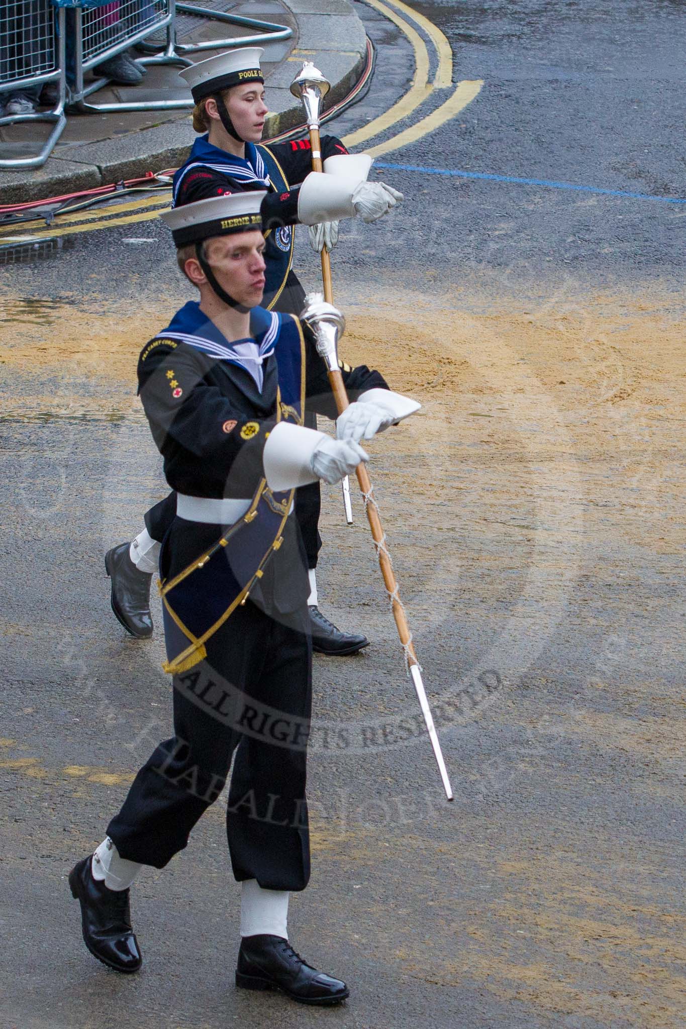 Lord Mayor's Show 2012: Entry 98 - Sea Cadet Corps Band..
Press stand opposite Mansion House, City of London,
London,
Greater London,
United Kingdom,
on 10 November 2012 at 11:45, image #1301