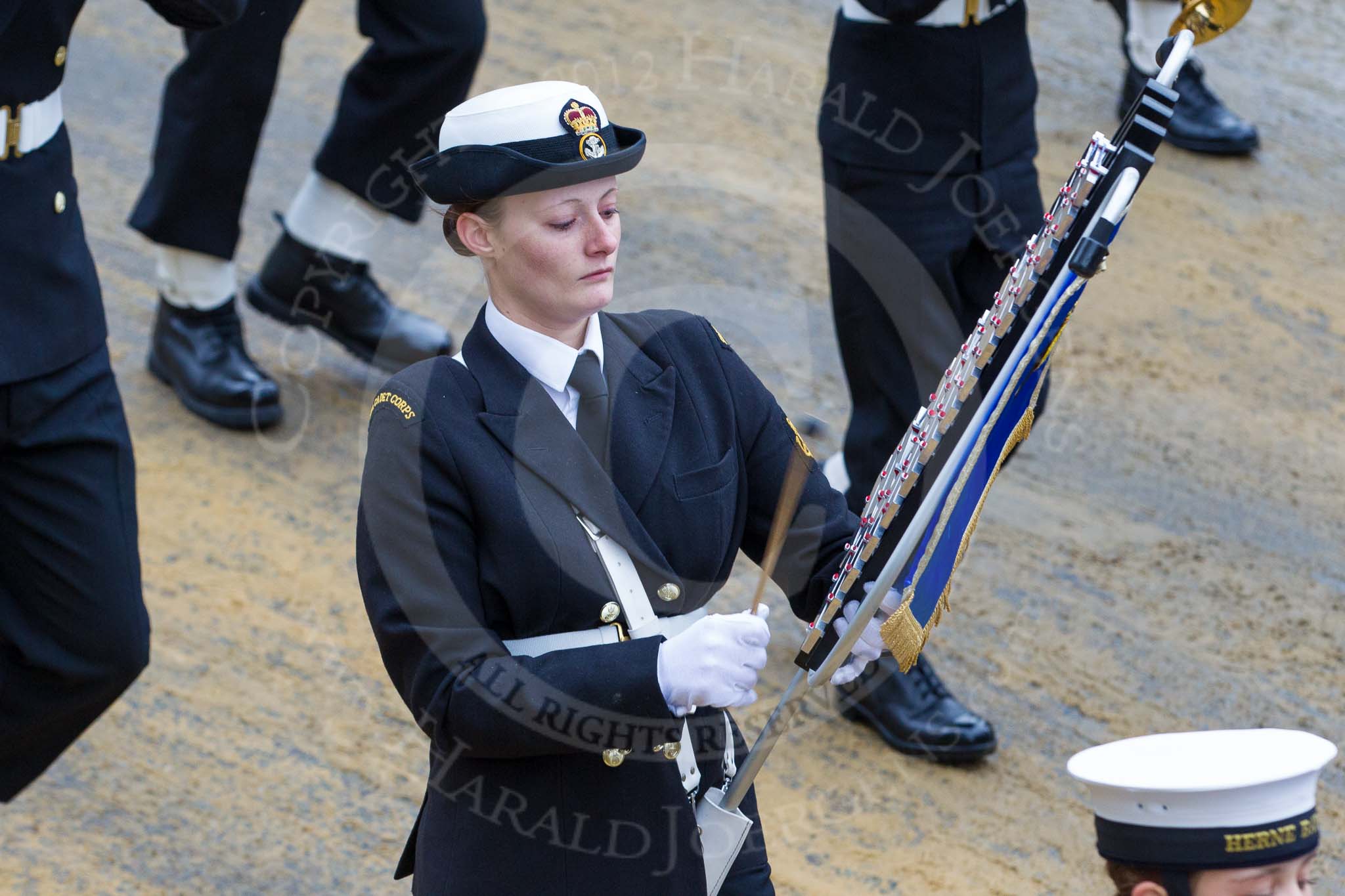 Lord Mayor's Show 2012: Entry 98 - Sea Cadet Corps Band..
Press stand opposite Mansion House, City of London,
London,
Greater London,
United Kingdom,
on 10 November 2012 at 11:45, image #1316