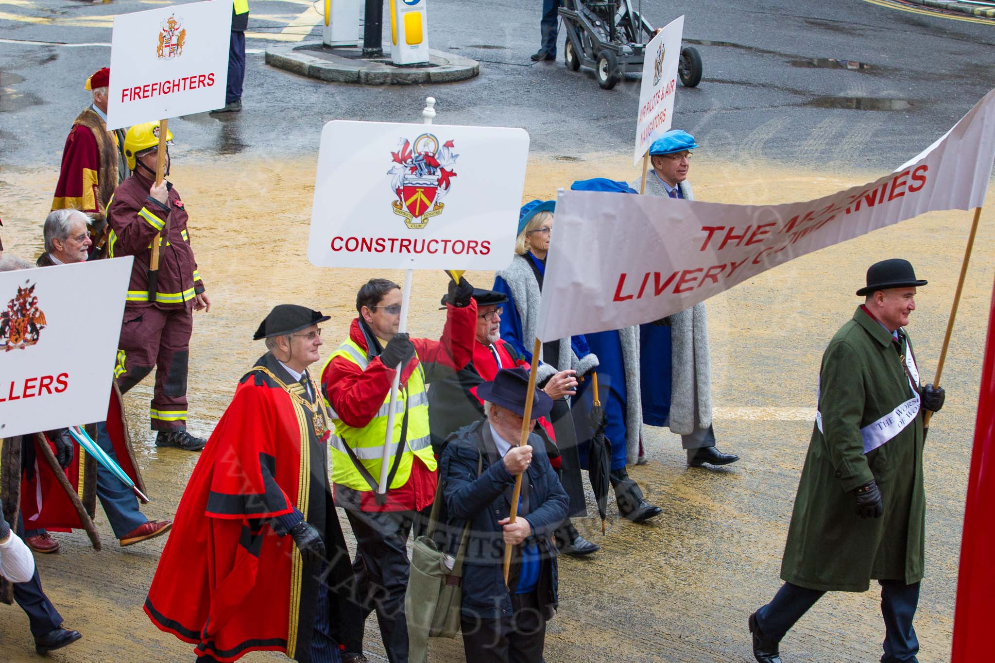 Lord Mayor's Show 2012: Entrry 104 - Modern Livery Companies, representing 26 Livery Companies..
Press stand opposite Mansion House, City of London,
London,
Greater London,
United Kingdom,
on 10 November 2012 at 11:51, image #1413