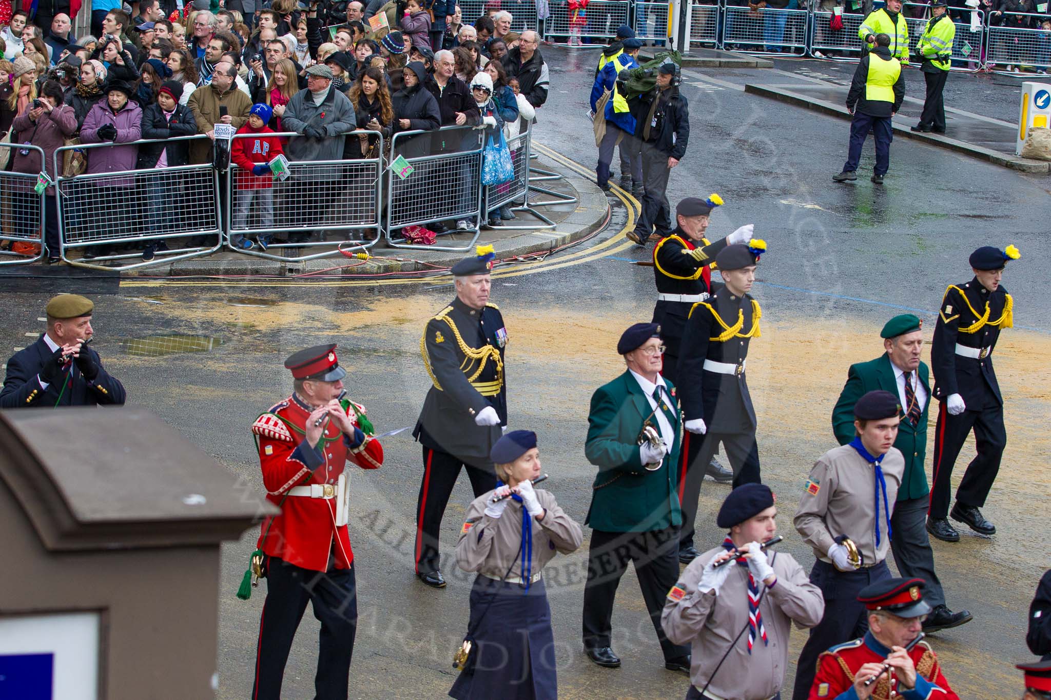 Lord Mayor's Show 2012: Entry 105 - Corps of Drums Society..
Press stand opposite Mansion House, City of London,
London,
Greater London,
United Kingdom,
on 10 November 2012 at 11:53, image #1479