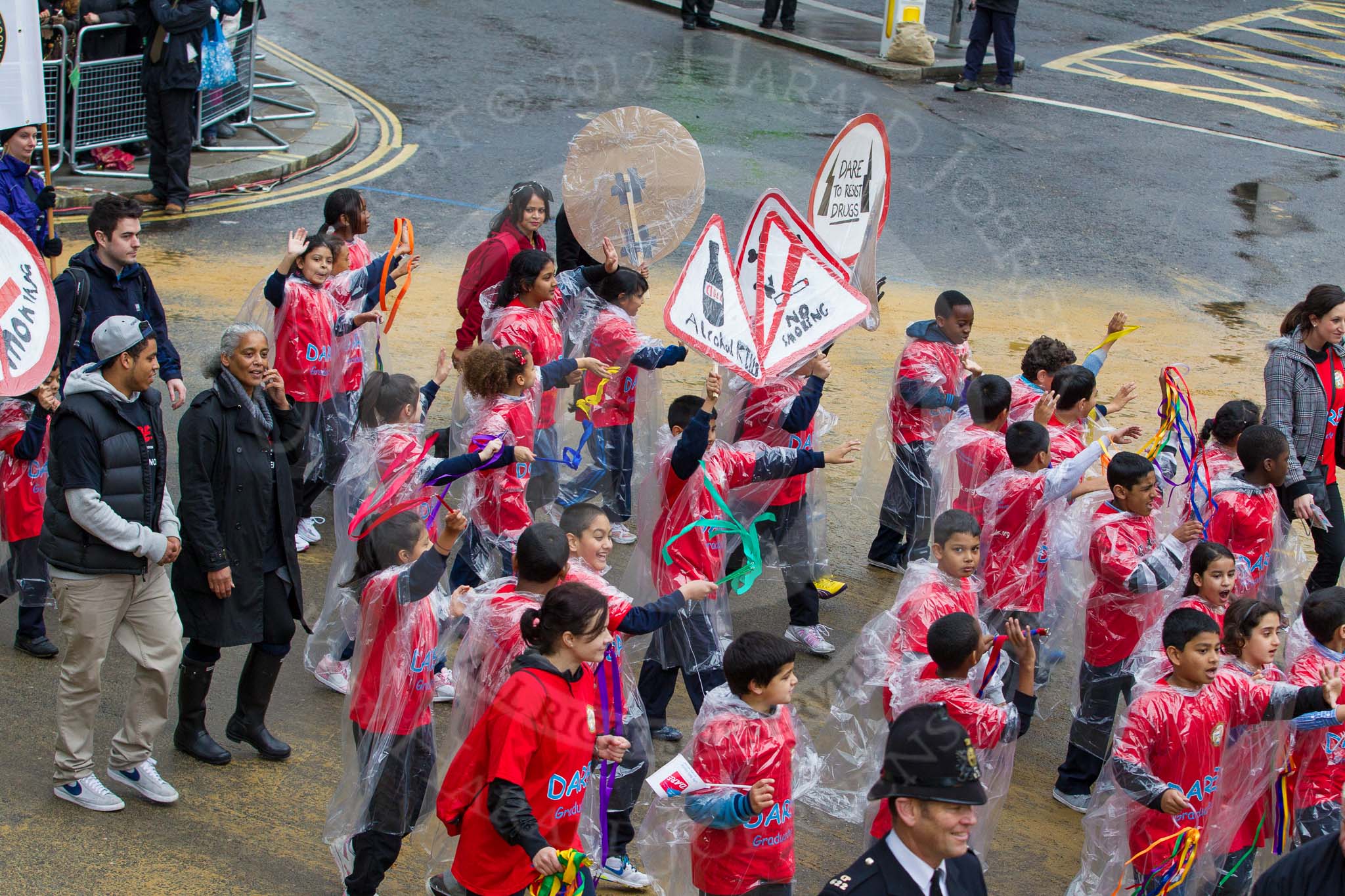 Lord Mayor's Show 2012: Entry 106 - DARE City of London, the Drug Abuse Resistance Education, with the Sir John Cass's Foundation..
Press stand opposite Mansion House, City of London,
London,
Greater London,
United Kingdom,
on 10 November 2012 at 11:53, image #1491