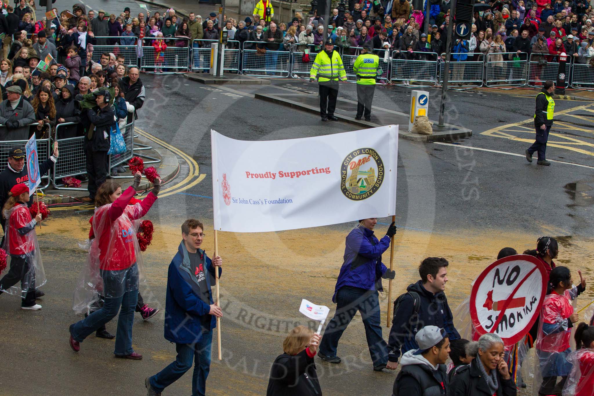 Lord Mayor's Show 2012: Entry 106 - DARE City of London, the Drug Abuse Resistance Education, with the Sir John Cass's Foundation..
Press stand opposite Mansion House, City of London,
London,
Greater London,
United Kingdom,
on 10 November 2012 at 11:53, image #1496