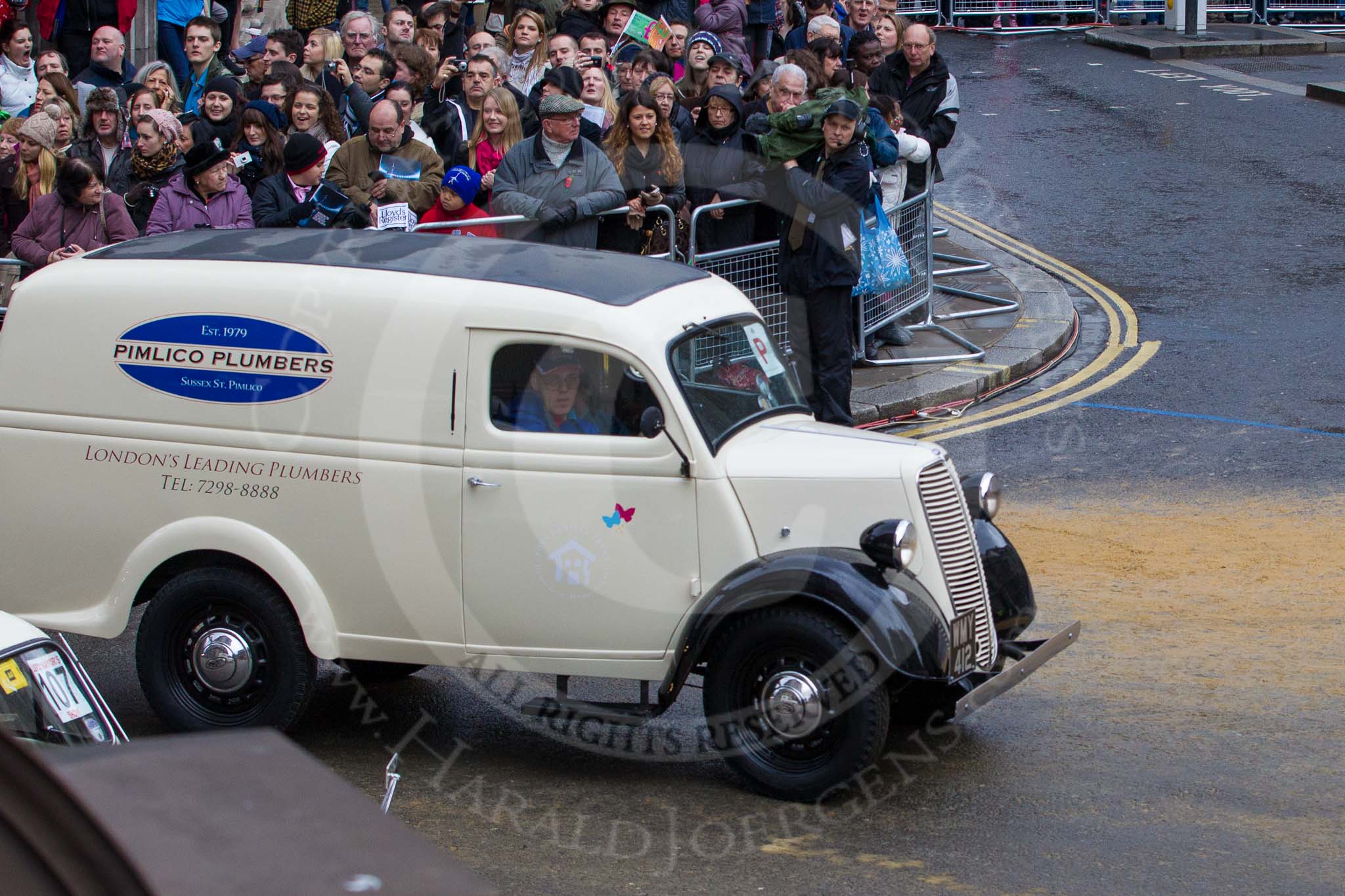 Lord Mayor's Show 2012: Entry 107 - Pimlico Plumbers..
Press stand opposite Mansion House, City of London,
London,
Greater London,
United Kingdom,
on 10 November 2012 at 11:53, image #1506