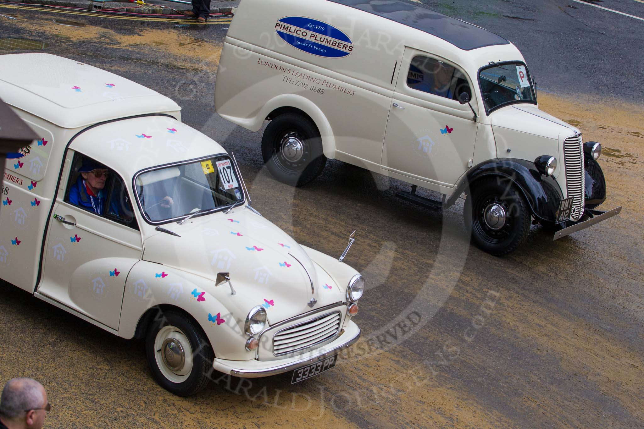 Lord Mayor's Show 2012: Entry 107 - Pimlico Plumbers..
Press stand opposite Mansion House, City of London,
London,
Greater London,
United Kingdom,
on 10 November 2012 at 11:54, image #1508