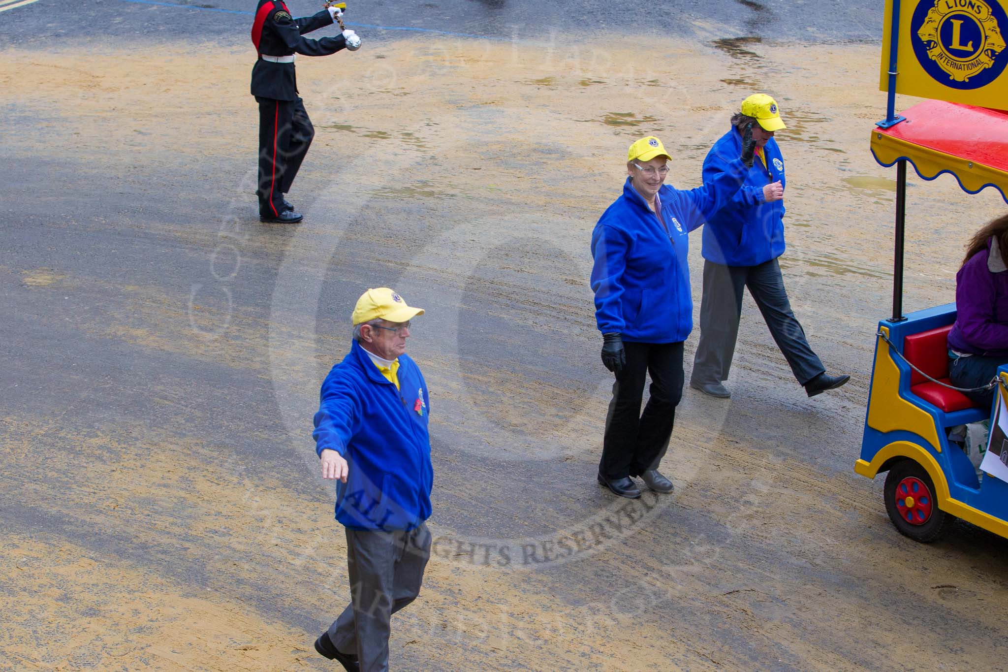Lord Mayor's Show 2012: Entry 110 - Lions Clubs International..
Press stand opposite Mansion House, City of London,
London,
Greater London,
United Kingdom,
on 10 November 2012 at 11:55, image #1577