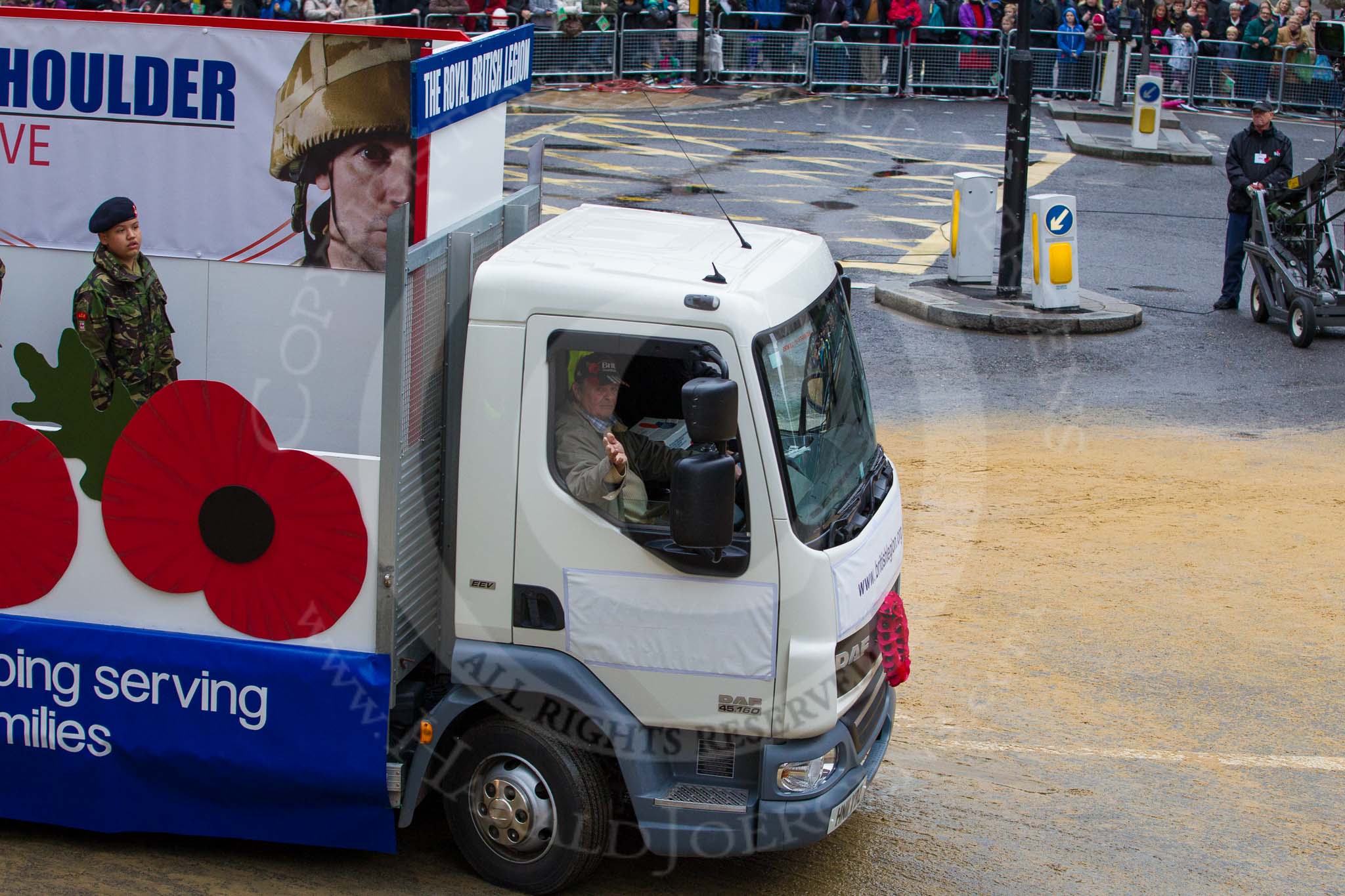 Lord Mayor's Show 2012: Entry 112 - Royal British Legion..
Press stand opposite Mansion House, City of London,
London,
Greater London,
United Kingdom,
on 10 November 2012 at 11:57, image #1616