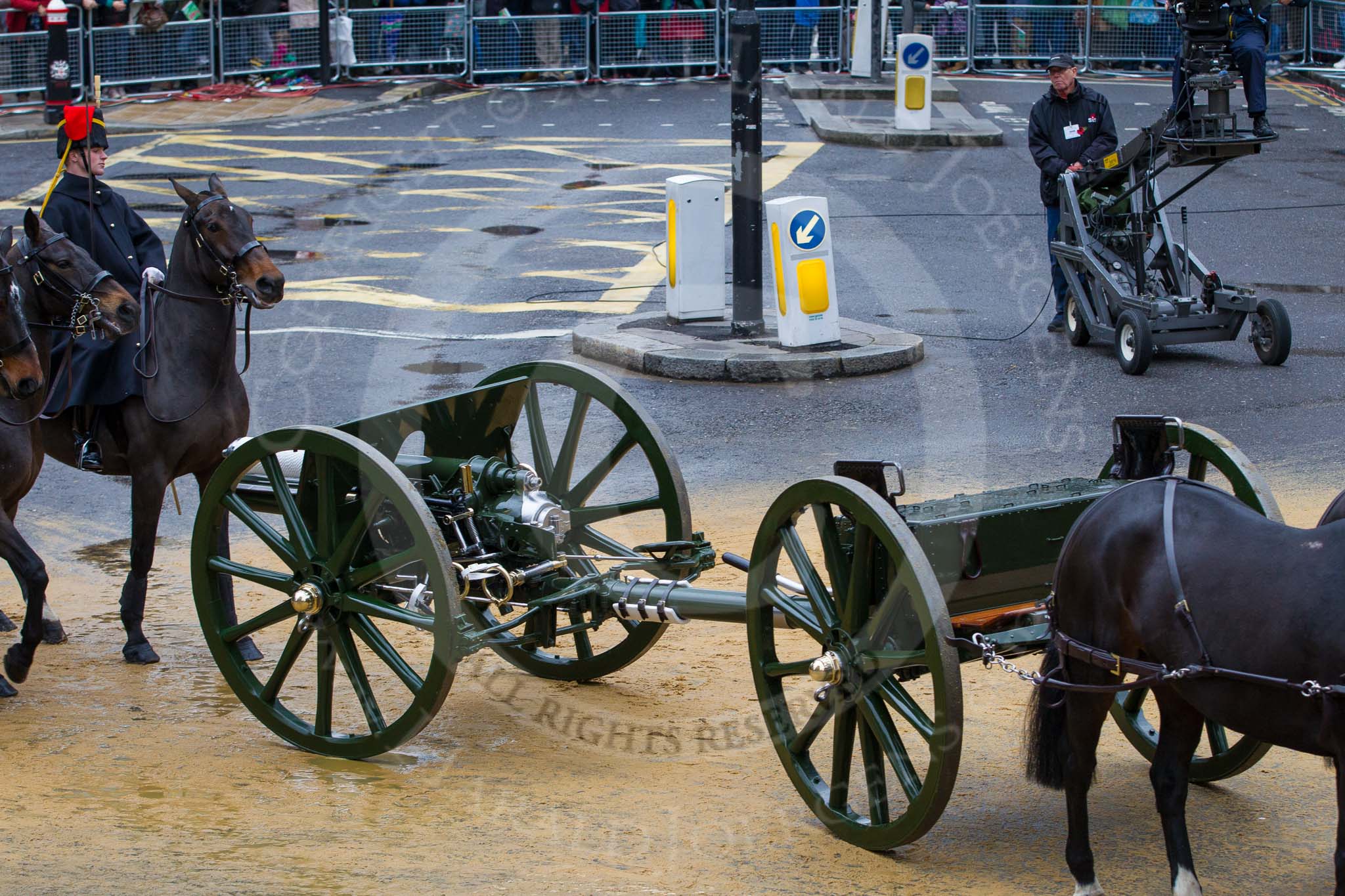 Lord Mayor's Show 2012: Entry 124 - The King’s Troop Royal Horse Artillery (RHA)..
Press stand opposite Mansion House, City of London,
London,
Greater London,
United Kingdom,
on 10 November 2012 at 12:03, image #1806