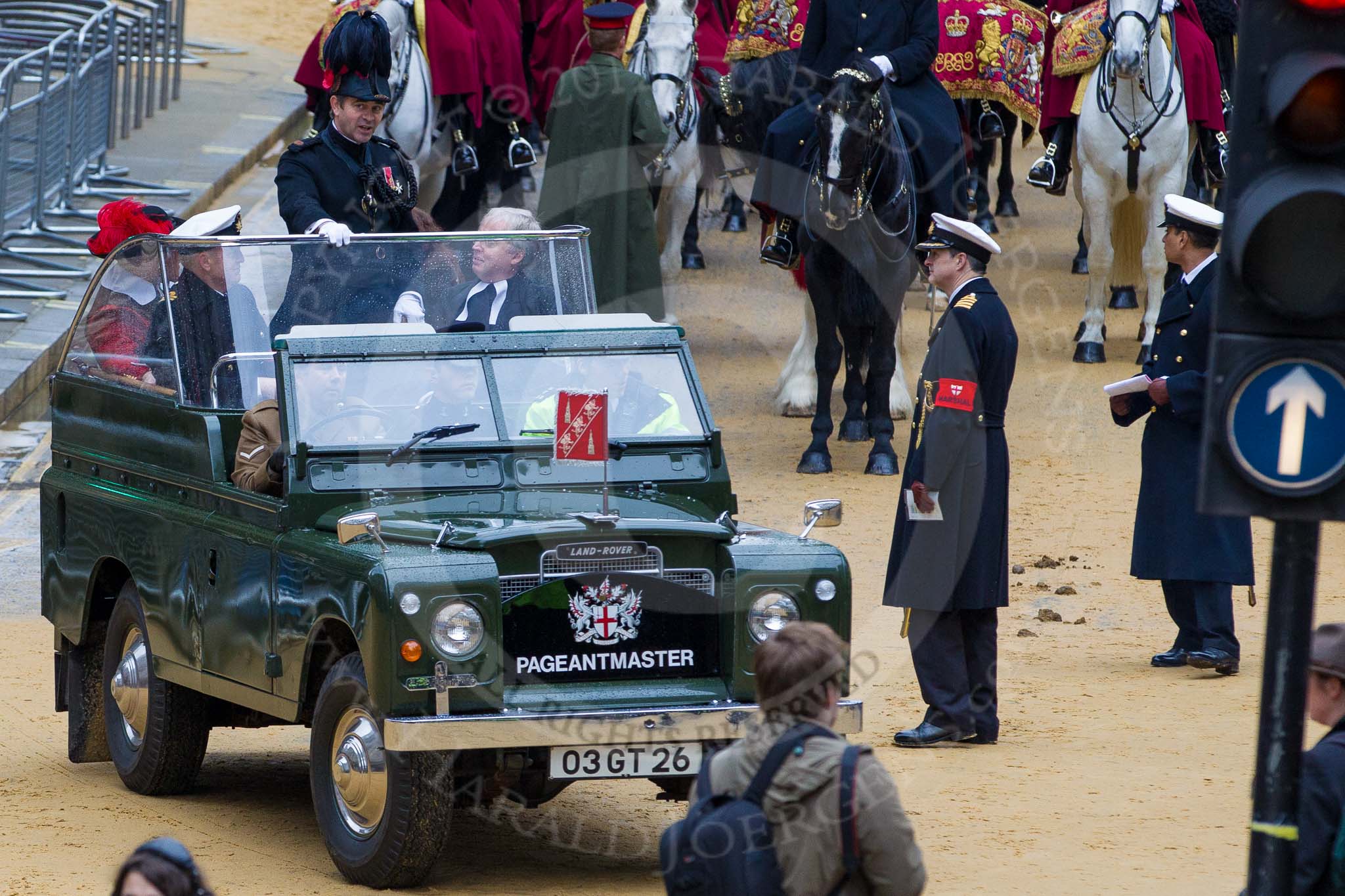 Lord Mayor's Show 2012: Entry 143 - The Pageantmaster, Dominic Reid, leaving Mansion House St Paul's Cathedral..
Press stand opposite Mansion House, City of London,
London,
Greater London,
United Kingdom,
on 10 November 2012 at 12:08, image #1912