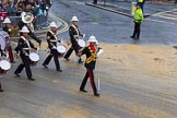Lord Mayor's Show 2012: Entry 86 - Royal Marines Band (HMS Collingwood)..
Press stand opposite Mansion House, City of London,
London,
Greater London,
United Kingdom,
on 10 November 2012 at 11:38, image #1125