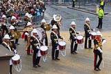 Lord Mayor's Show 2012: Entry 86 - Royal Marines Band (HMS Collingwood)..
Press stand opposite Mansion House, City of London,
London,
Greater London,
United Kingdom,
on 10 November 2012 at 11:38, image #1128