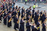 Lord Mayor's Show 2012: Entry 123 - Christ's Hospital School Band..
Press stand opposite Mansion House, City of London,
London,
Greater London,
United Kingdom,
on 10 November 2012 at 12:02, image #1778