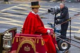 Lord Mayor's Show 2012: Entry 131- Chief Commoner and Secondary, with the Royal Mews's Lady Coachman Phillipa Jackson..
Press stand opposite Mansion House, City of London,
London,
Greater London,
United Kingdom,
on 10 November 2012 at 12:04, image #1846