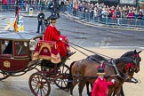 Lord Mayor's Show 2012: Entry 131- Chief Commoner and Secondary, with the Royal Mews's Lady Coachman Phillipa Jackson..
Press stand opposite Mansion House, City of London,
London,
Greater London,
United Kingdom,
on 10 November 2012 at 12:05, image #1848