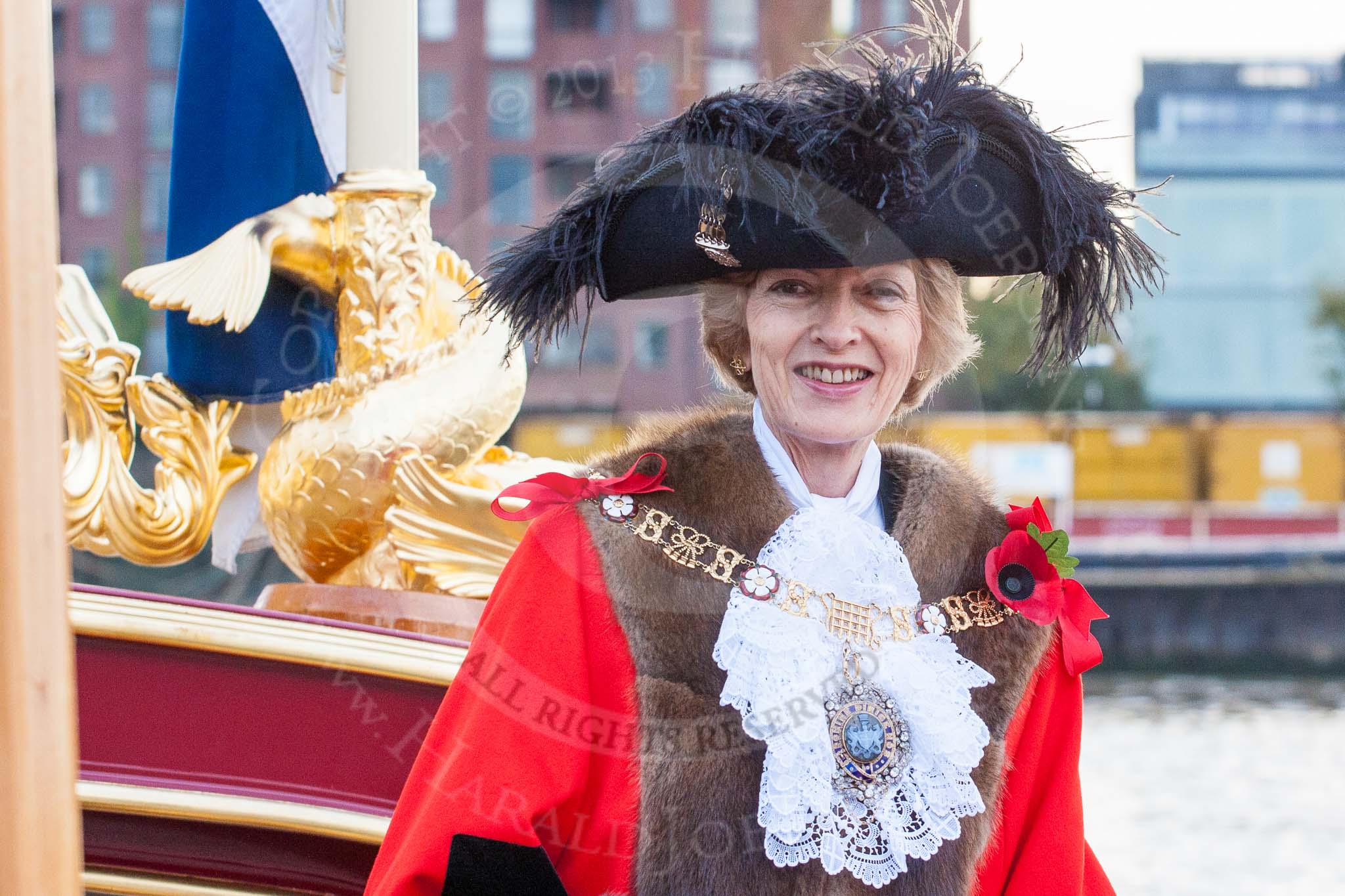 Lord Mayor's Show 2013: The Lord Mayor and Admiral of the Port of London, Alderman Fiona Woolf, on board of The Queen's Row Barge Gloriana. Photo by Mike Garland..




on 09 November 2013 at 08:37, image #11